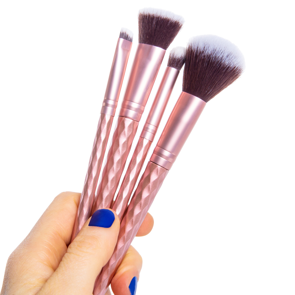 metallic pink makeup brush 4-piece set