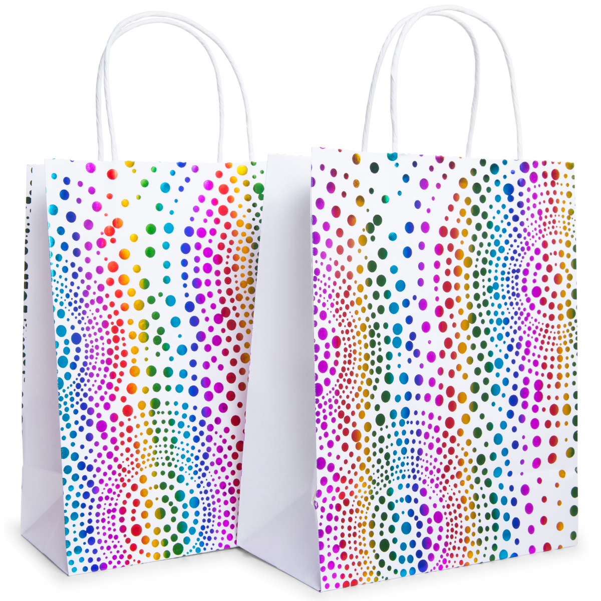 6-pack rainbow metallic foil gift bags 8.5in x 14in