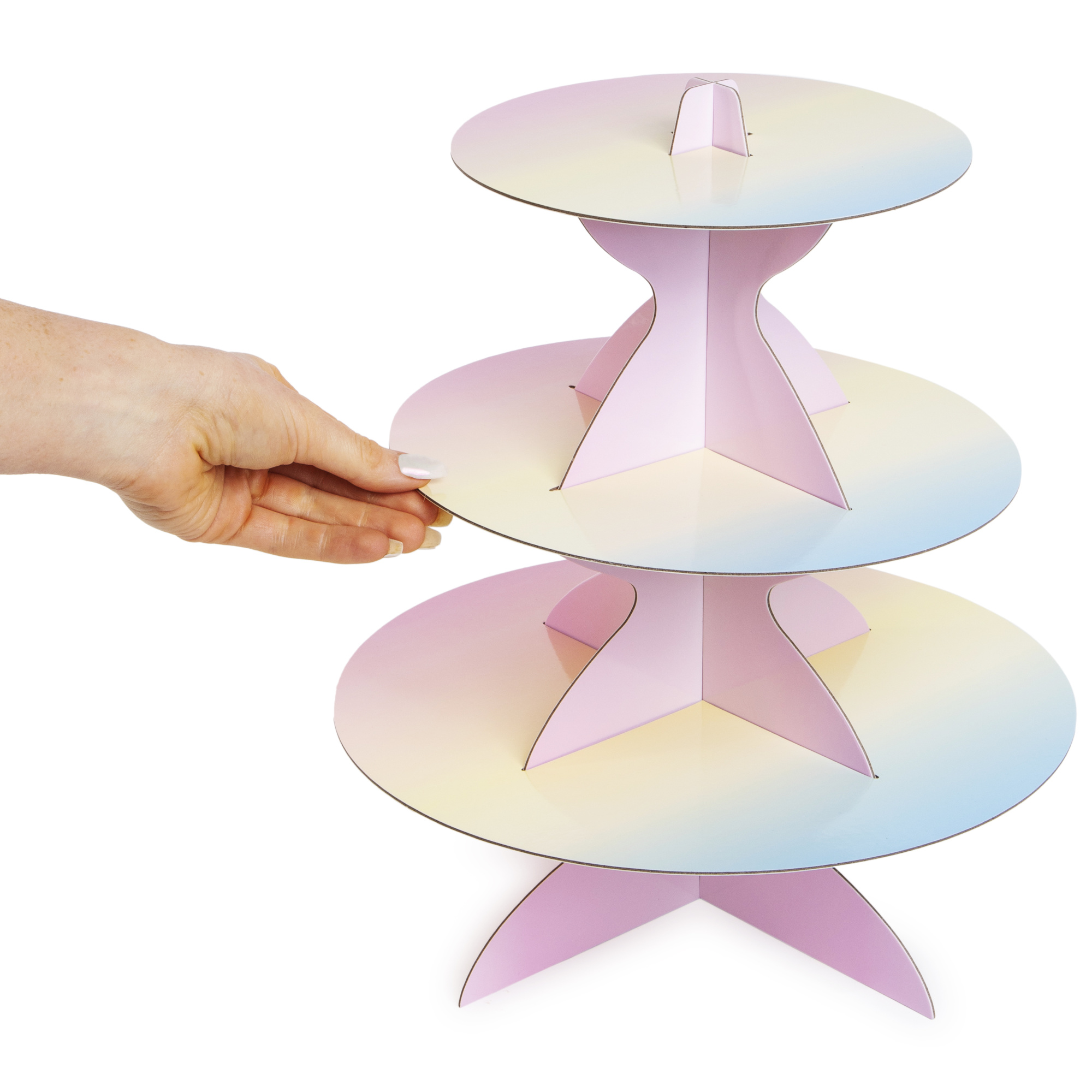 3-Tier Iridescent Cupcake Stand 12in