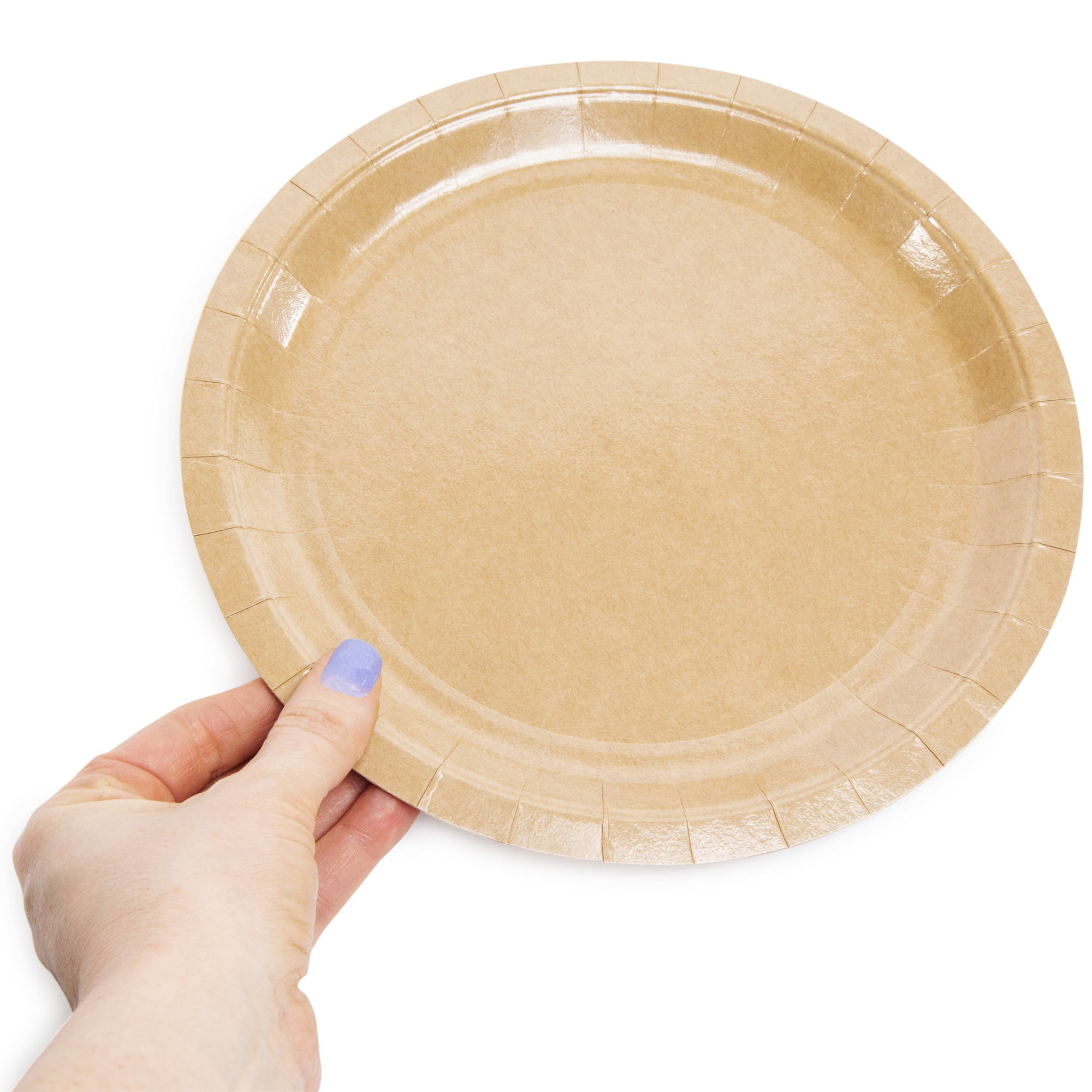 large round brown kraft plate 8-count
