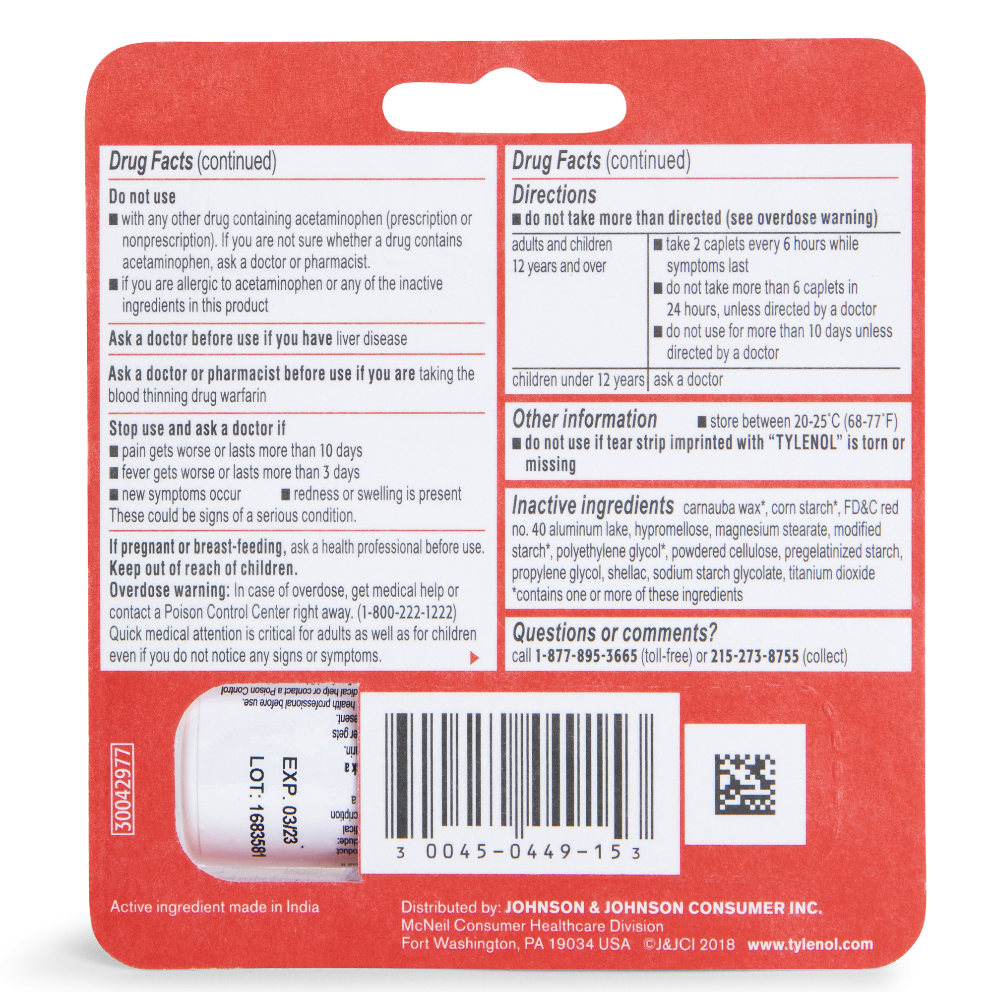 extra strength tylenol travel pack acetaminophen 500mg caplets 10-count