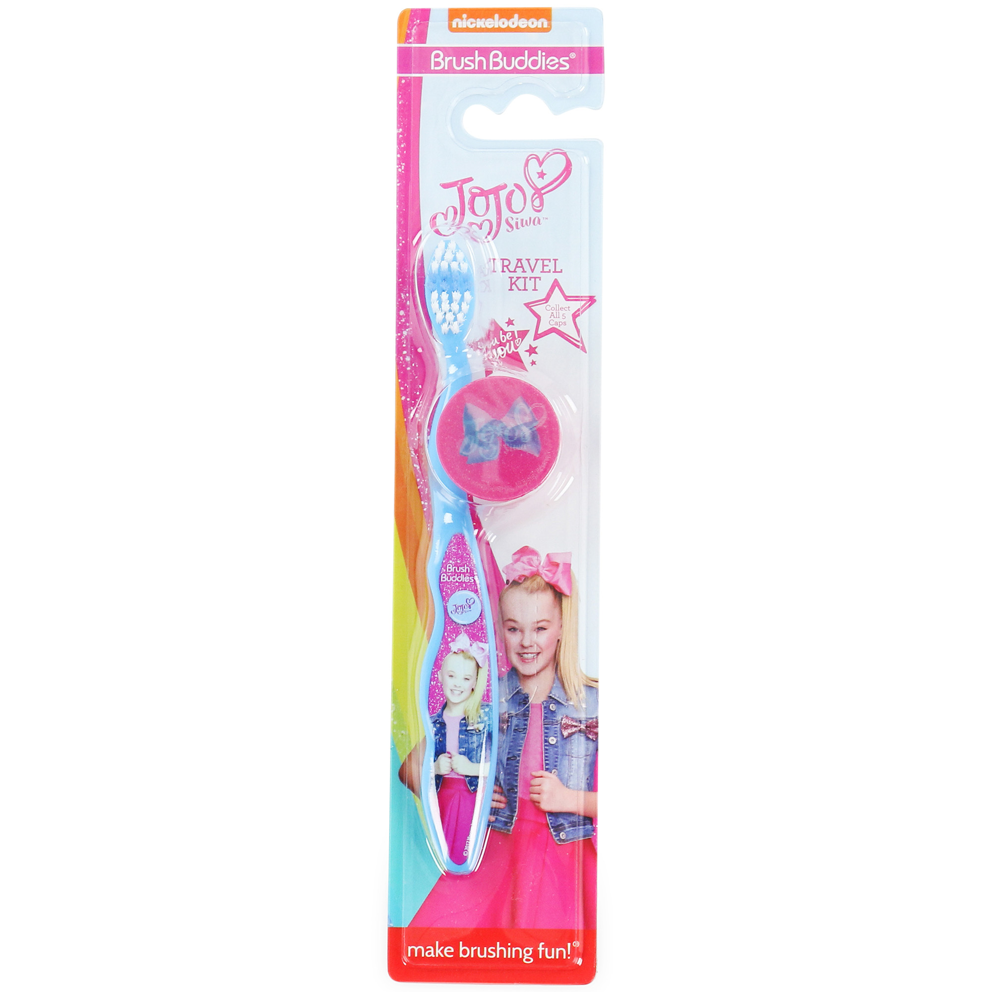 Jojo Siwa™ Kids Travel Toothbrush & Mystery Cap Brushbuddies™ Set