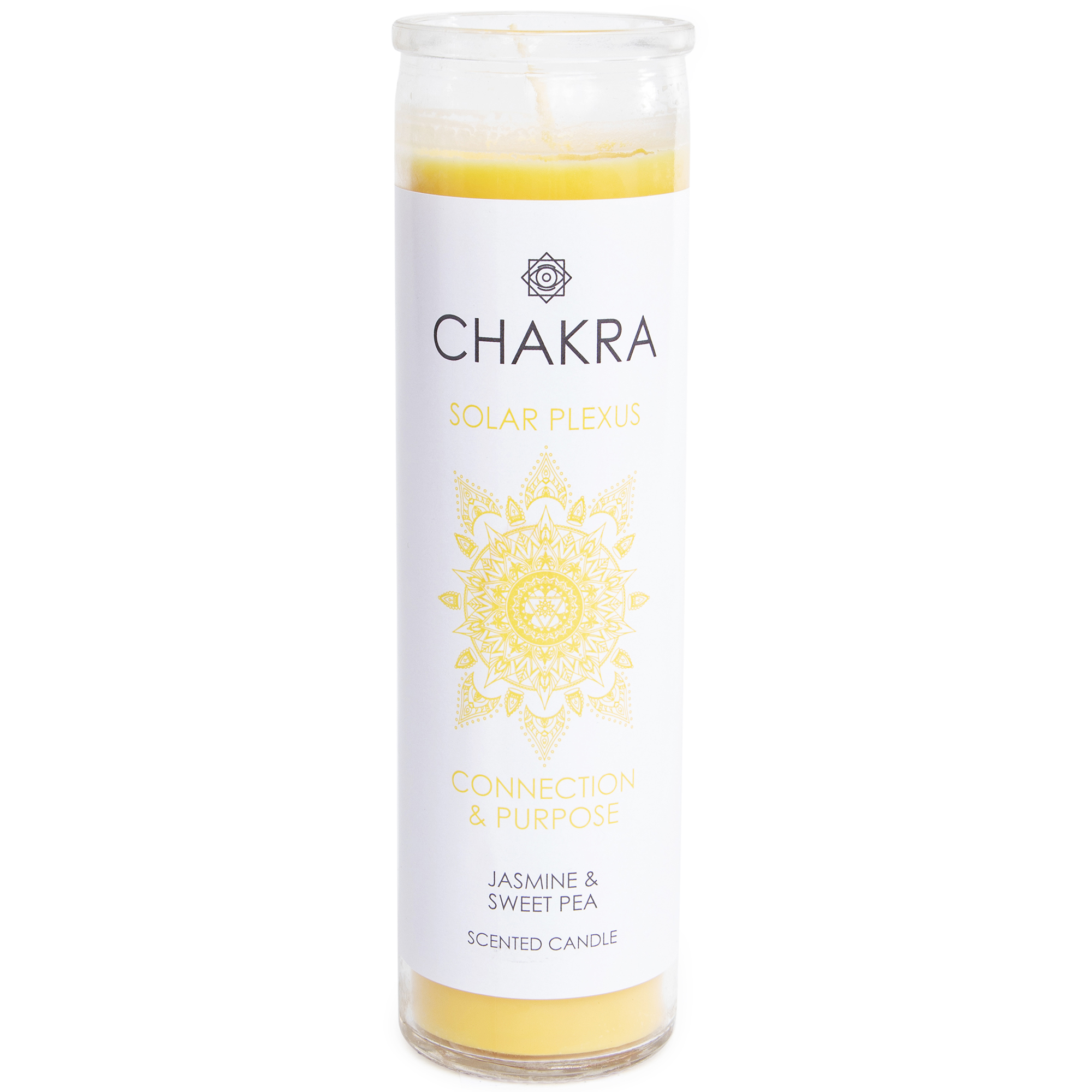 solar plexus chakra jasmine and sweet pea scented candle 8in