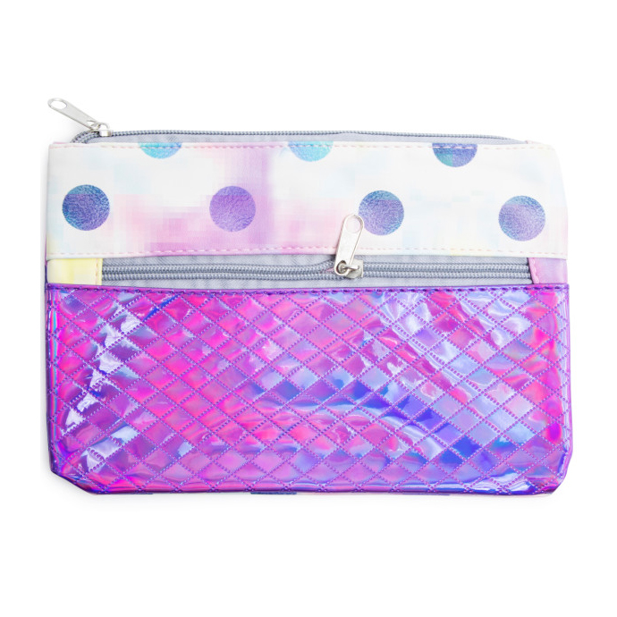 Iridescent Double Zipper Pencil Pouch