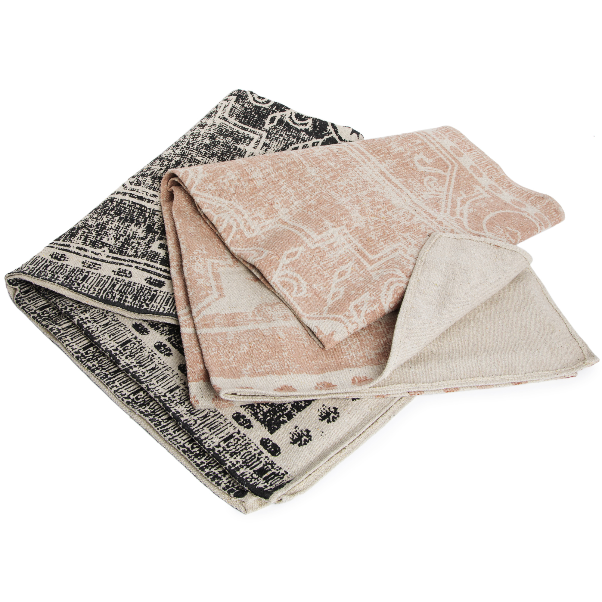 rug, decor, room, cotton print black pink large white rug