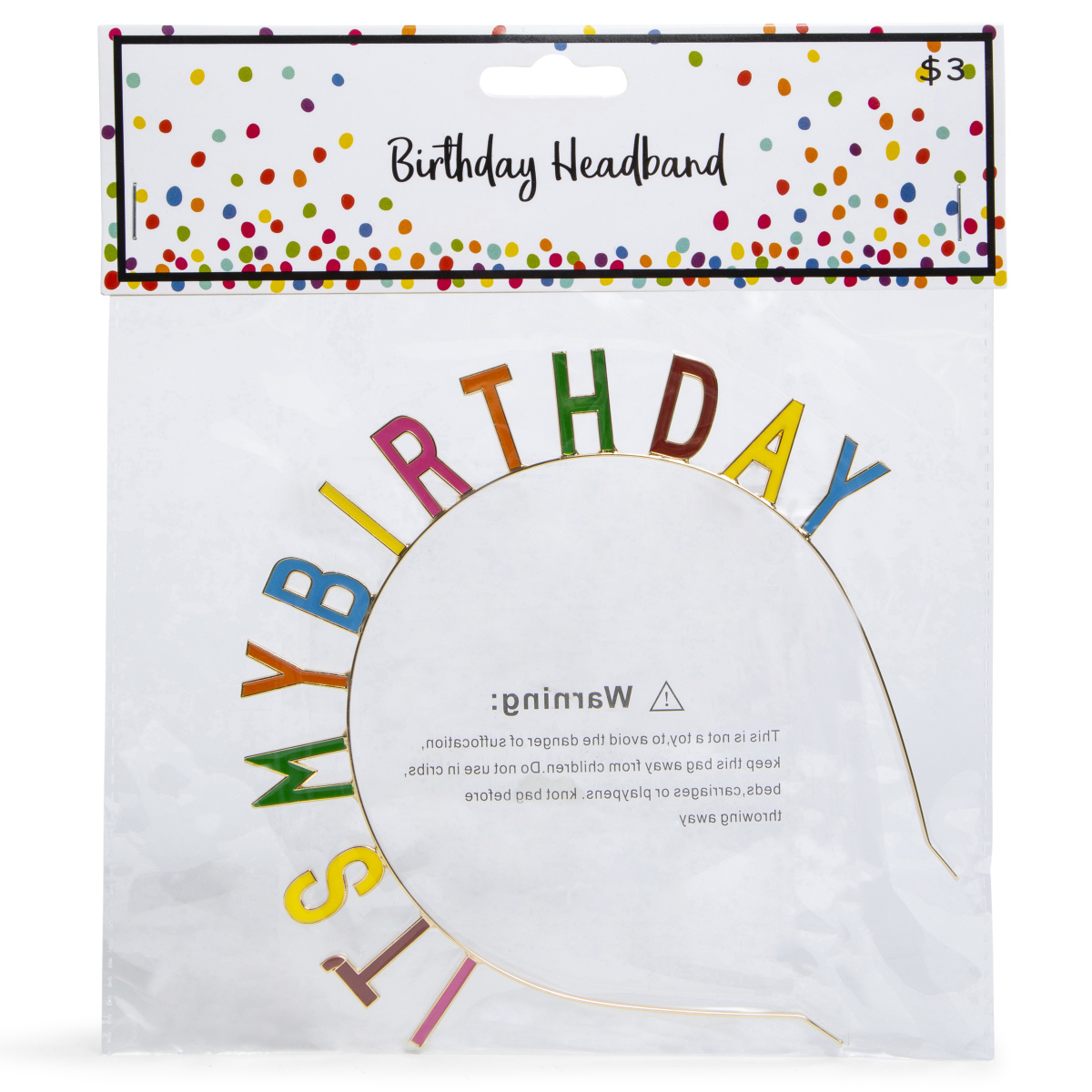 Party Time' Or It's My Birthday' Gold Headband