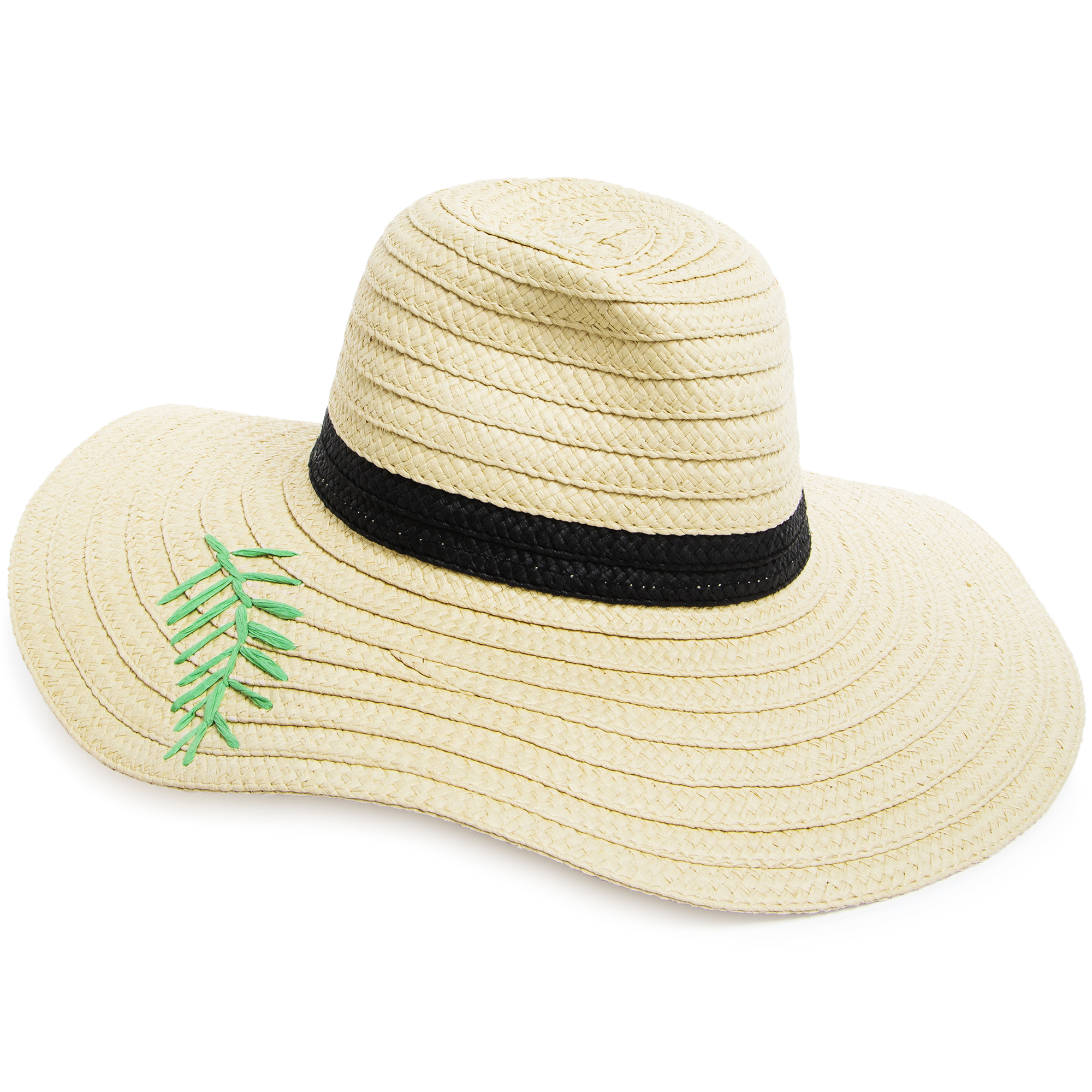 Juniors Raffia Woven Sun Hat W/ Embroidery | Five Below