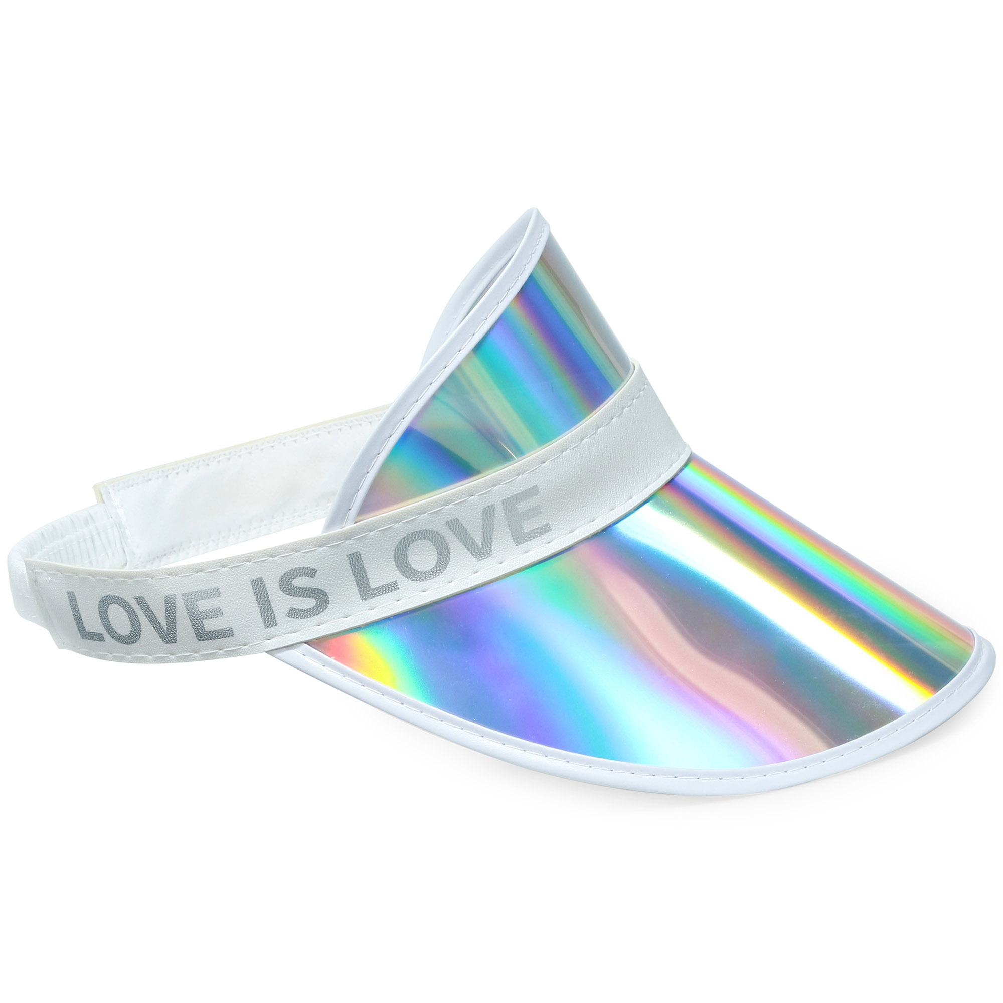 juniors 'love is love' rainbow holographic visor
