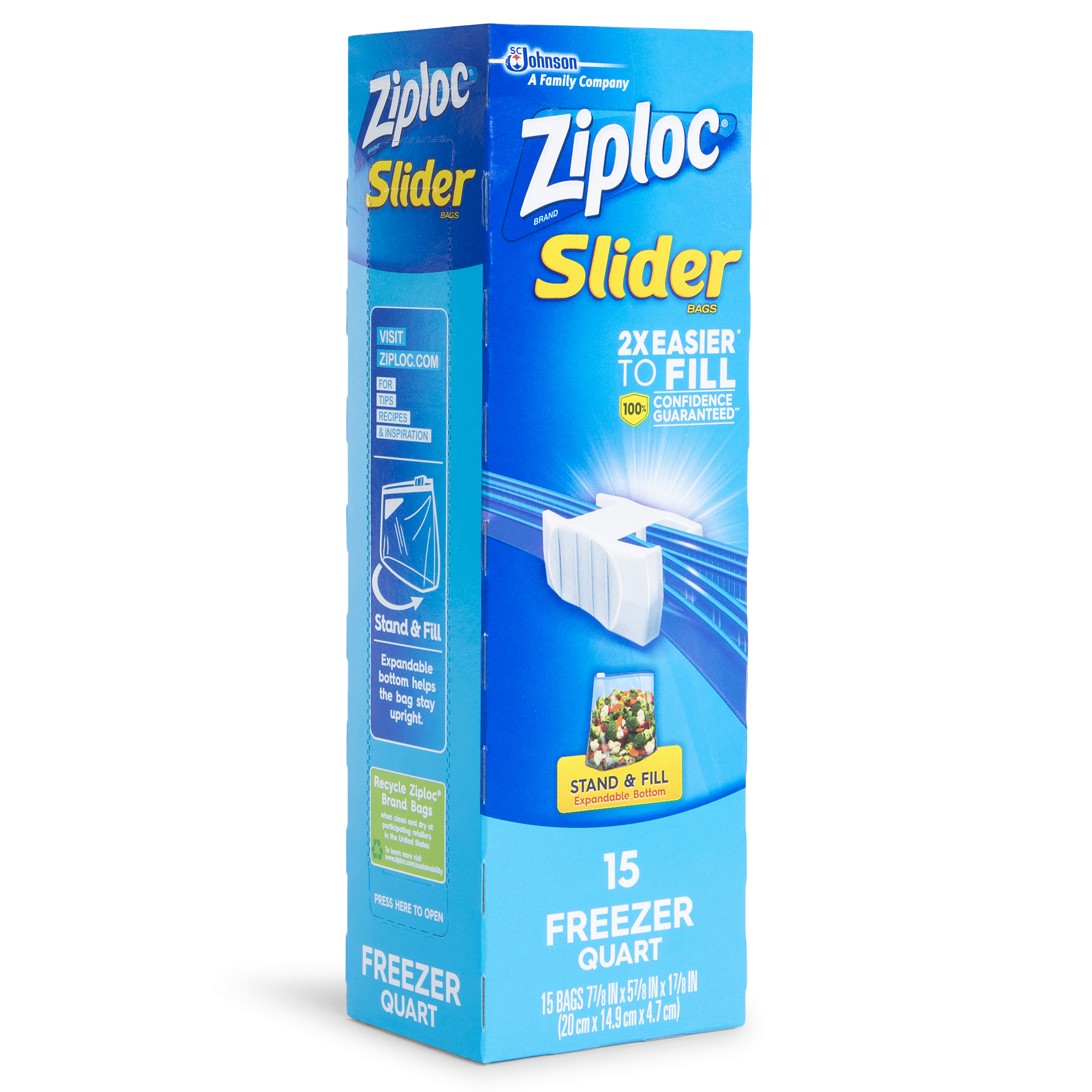 ziploc slider freezer bags quart 15-count