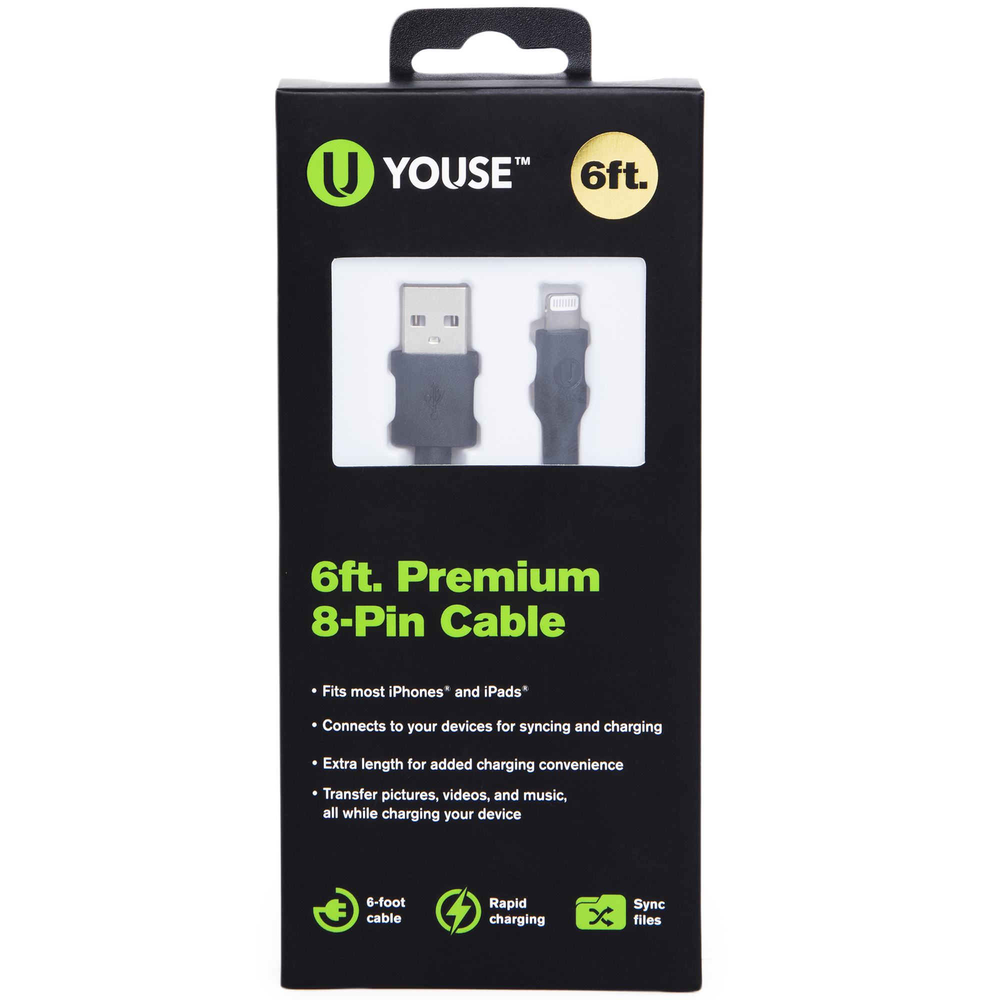 6ft premium 8-pin cable for use with iPhone® & iPad®