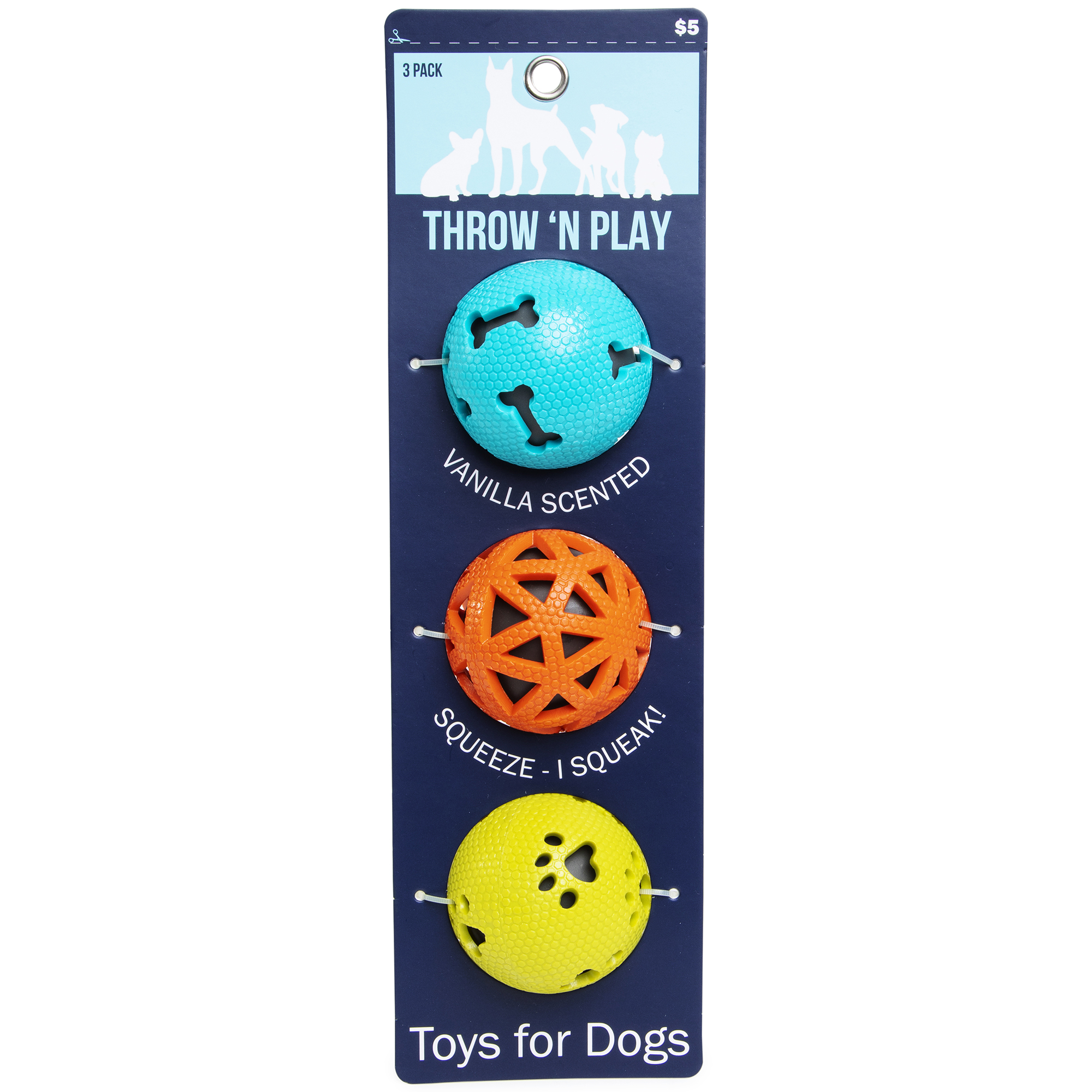 Squeaky Ball Dog Toys 3-Pack