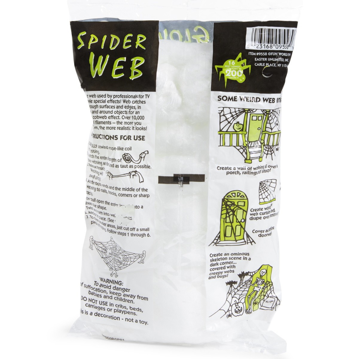 Glow in The Dark Spider Web Decoration 16-Foot