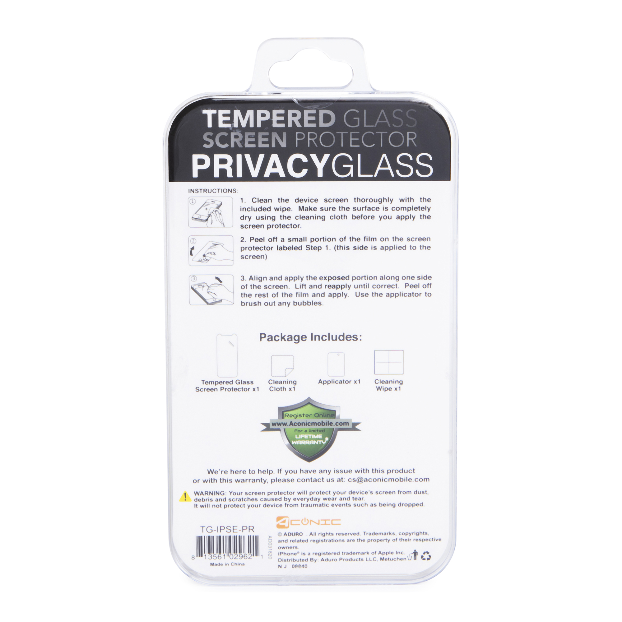 Iphone Se®/8®/7®/6® Privacy Tempered Glass Screen Protector