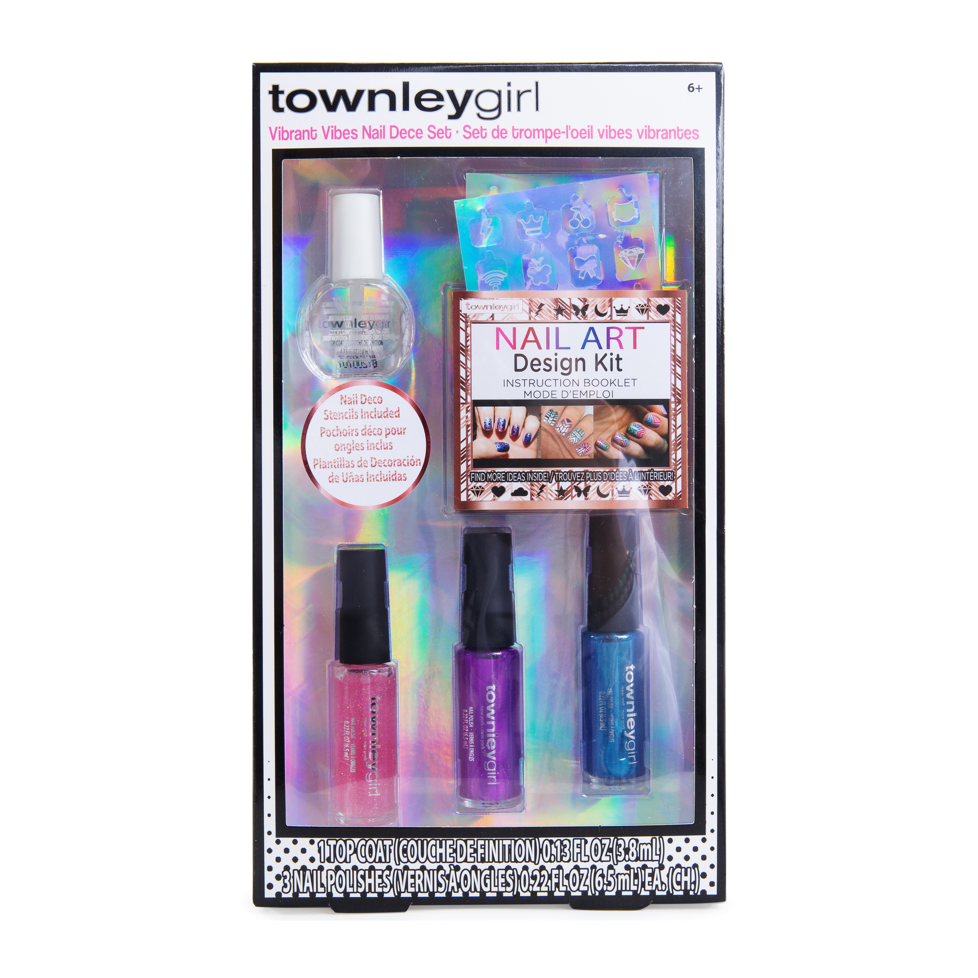 Townley Girl™ Vibrant Vibes Stencil Nail Art Deco Set 7-piece