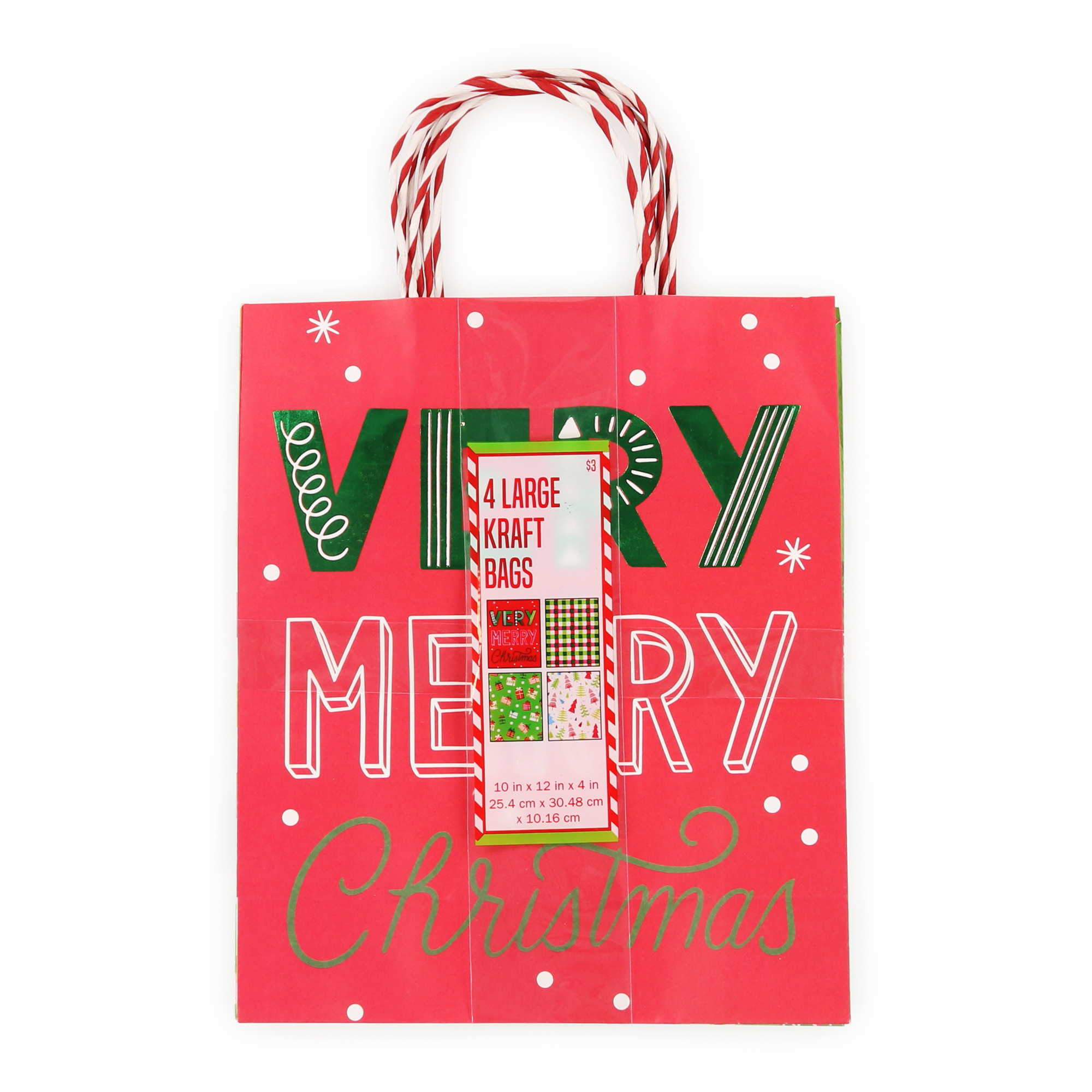 Christmas Gift Bags 4-count 10in x 12in