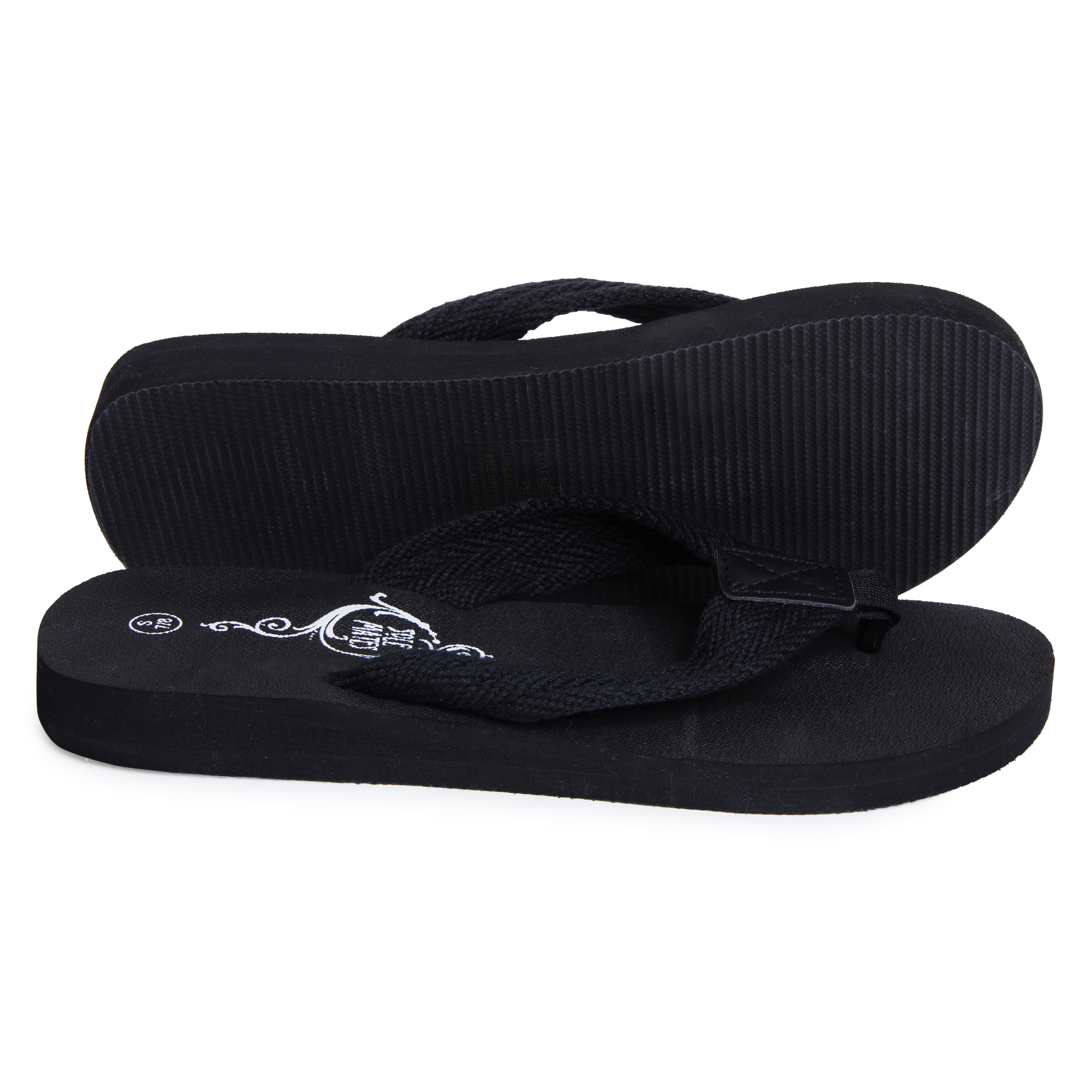 Men's Woven Cotton Flip Flops - Black