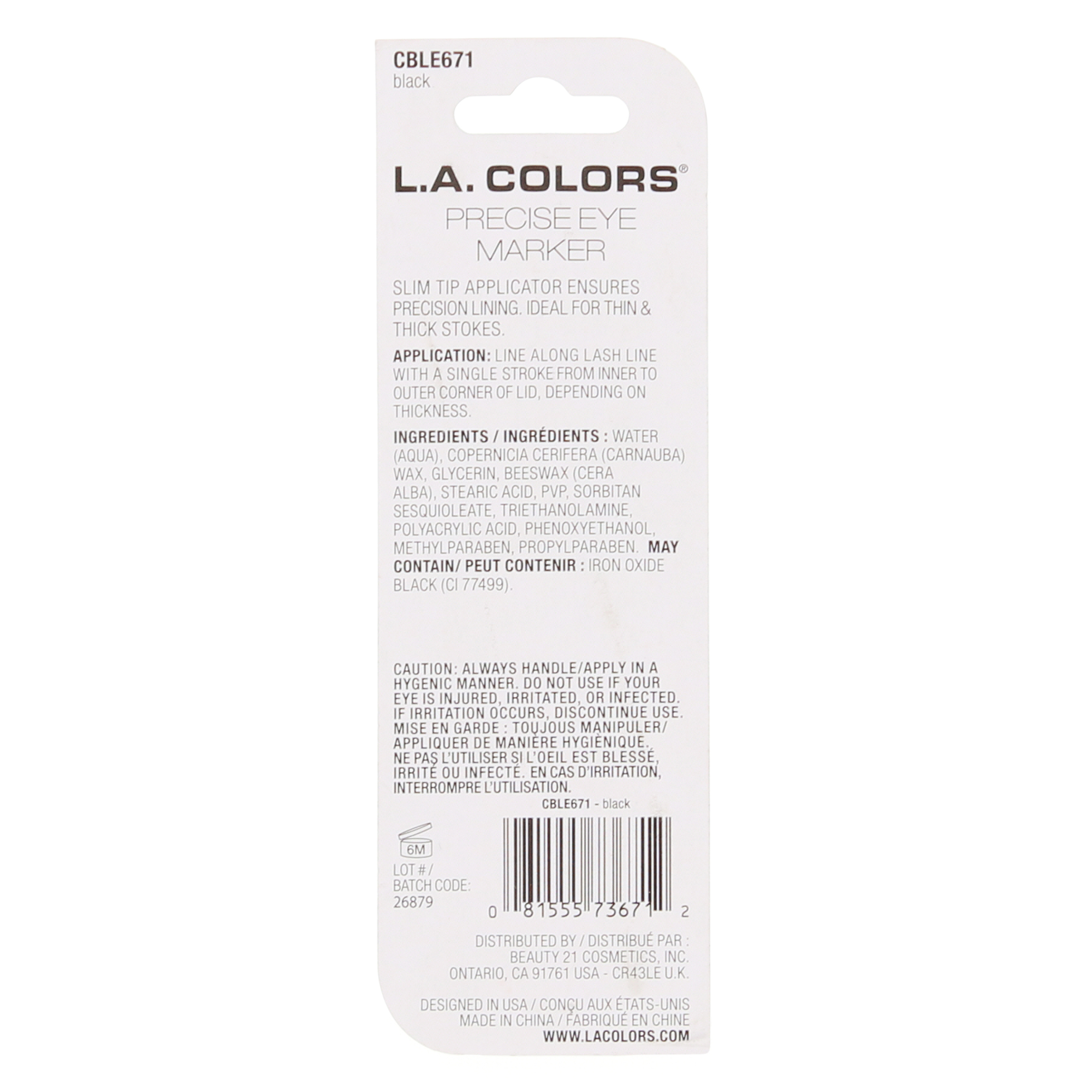 L.A. Colors® Precise Eye Marker - Black Liquid Eyeliner