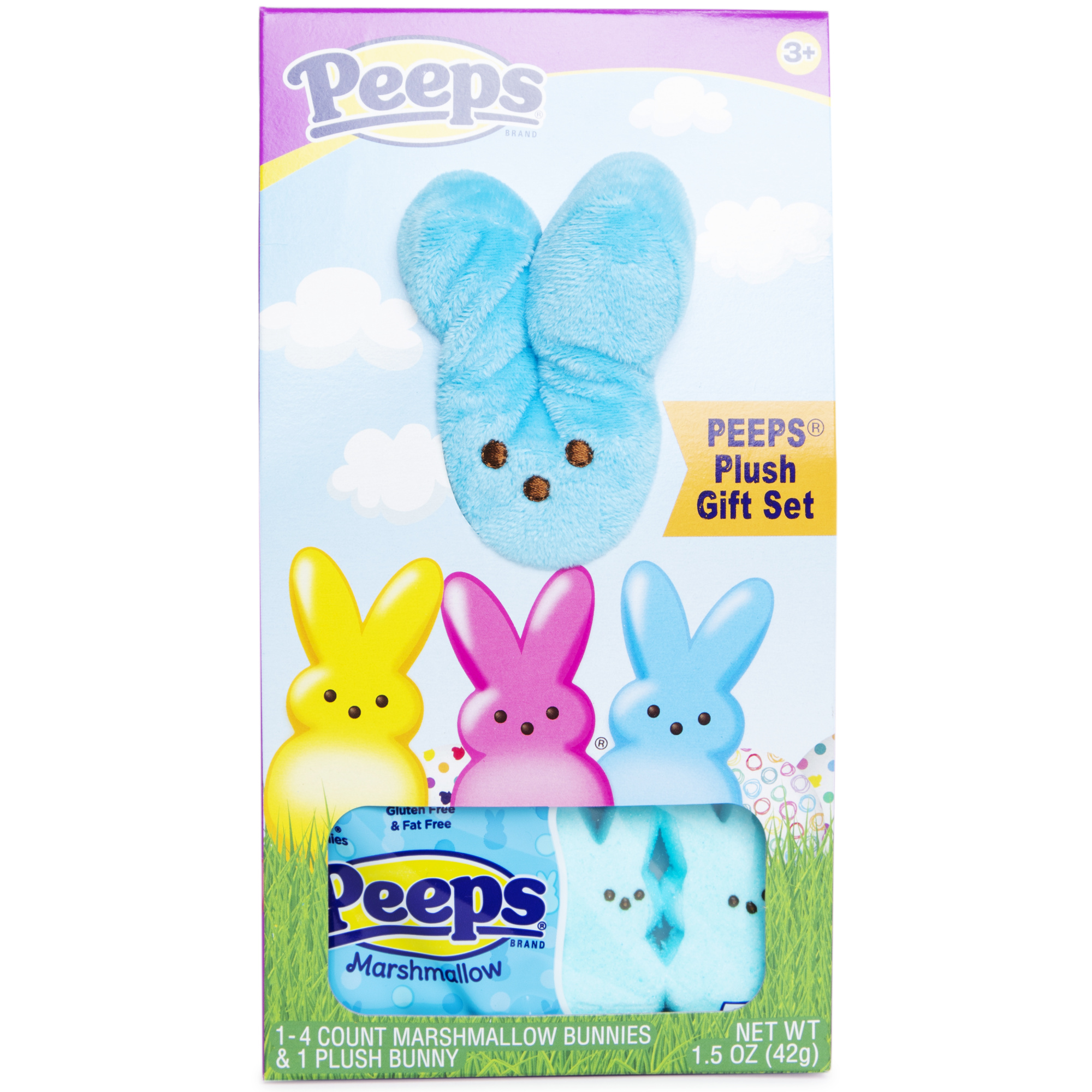 blue peeps® plush toy & marshmallow bunnies gift set
