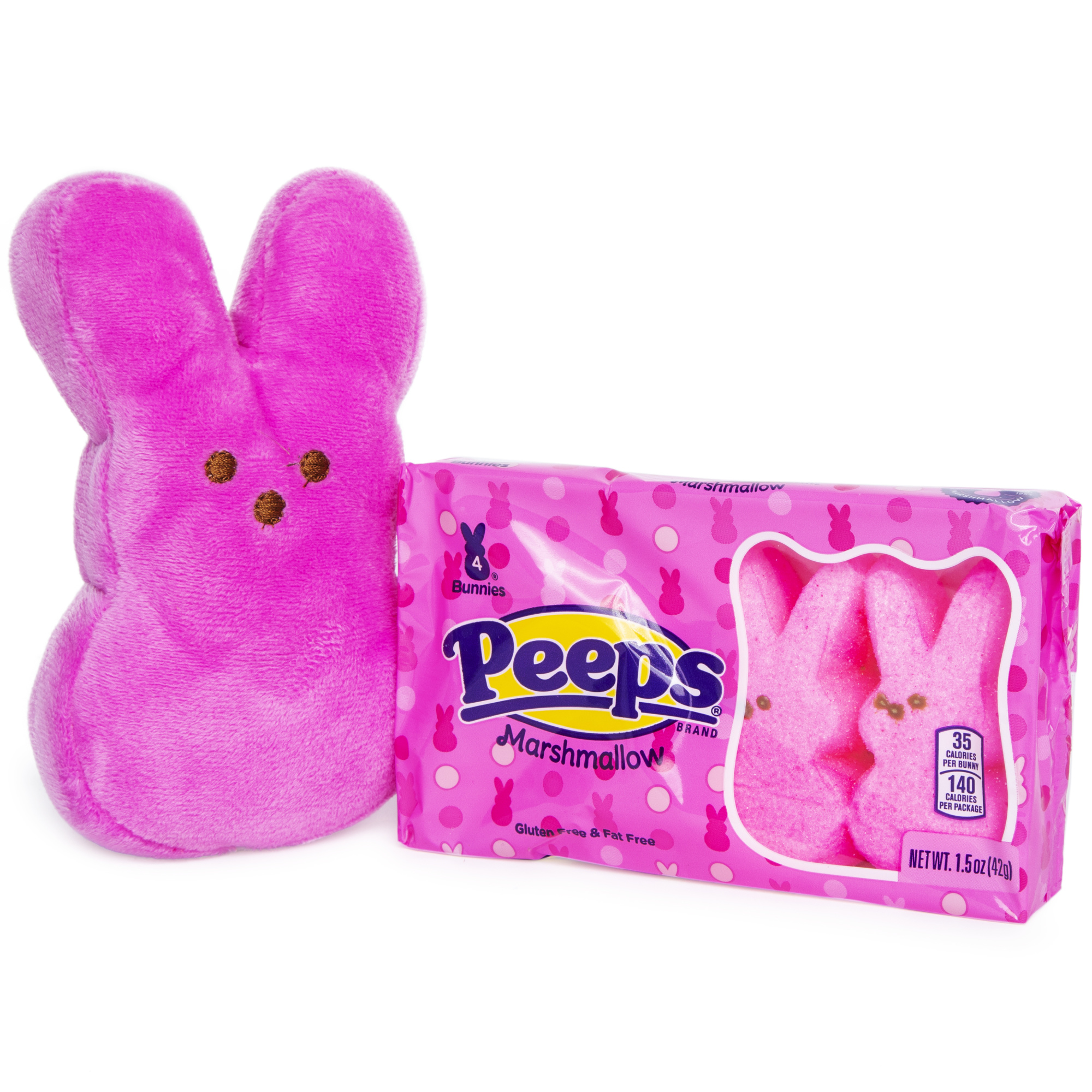 pink peeps® plush toy & marshmallow bunnies gift set