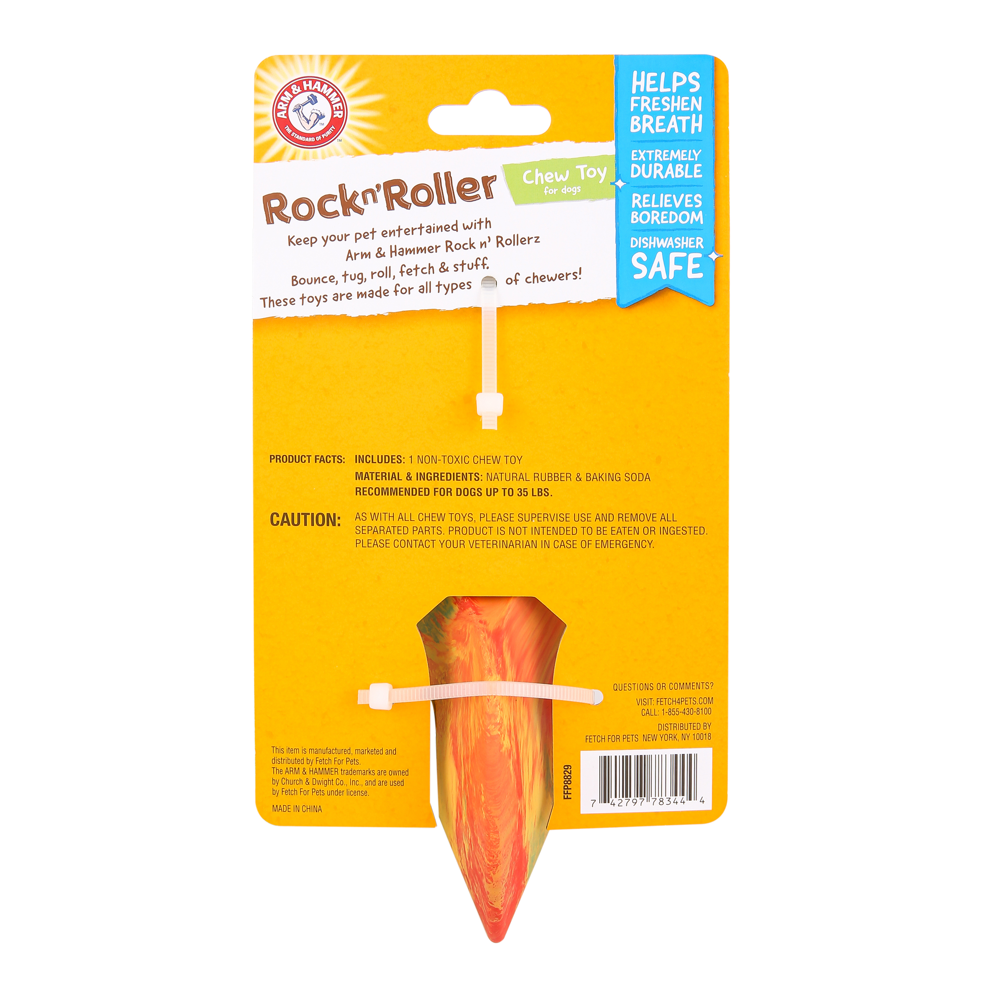 Arm & Hammer® Rock N' Roller Dog Chew Toy 8in - Yellow Tie Dye