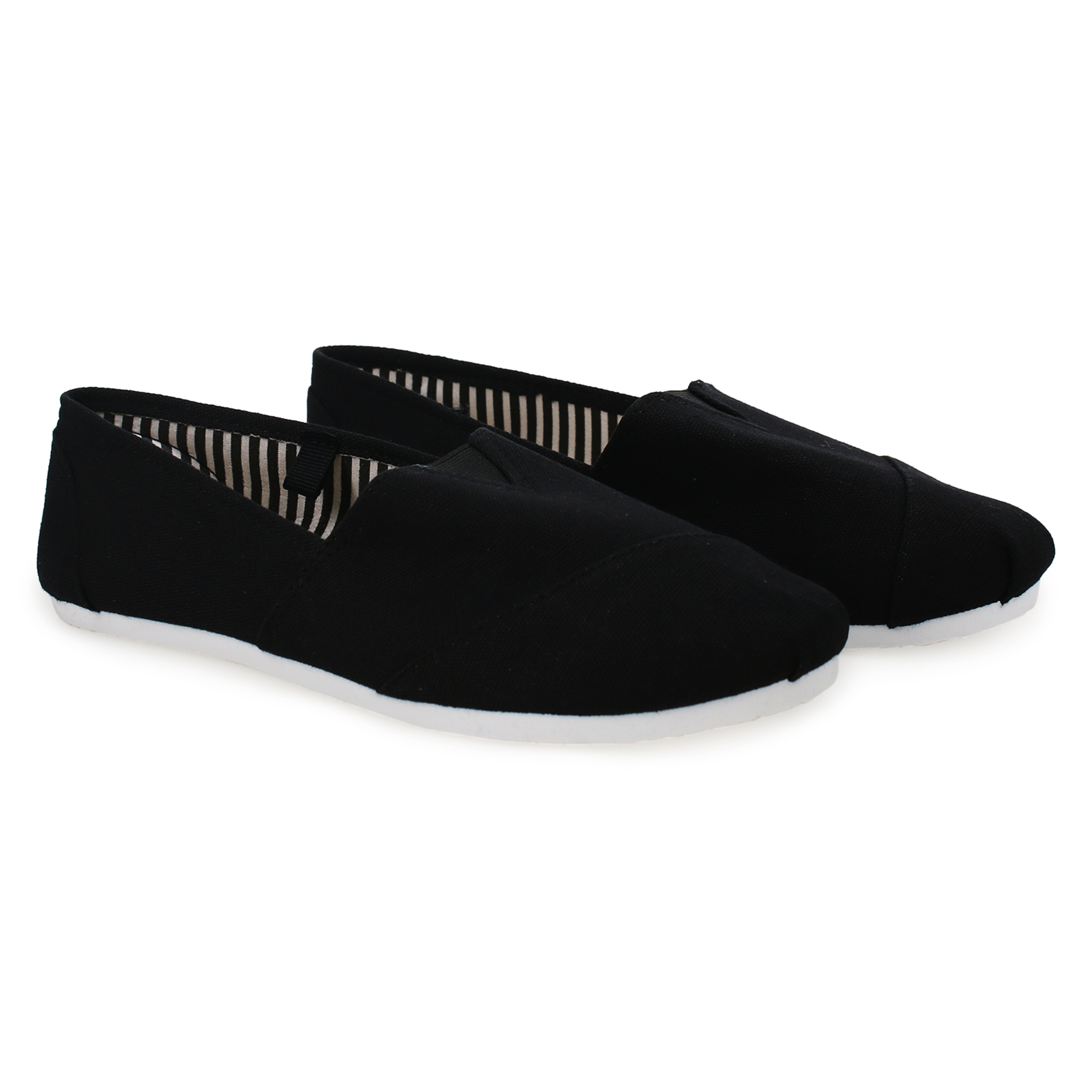 Ladies Canvas Slip-On Shoes Black Five Below