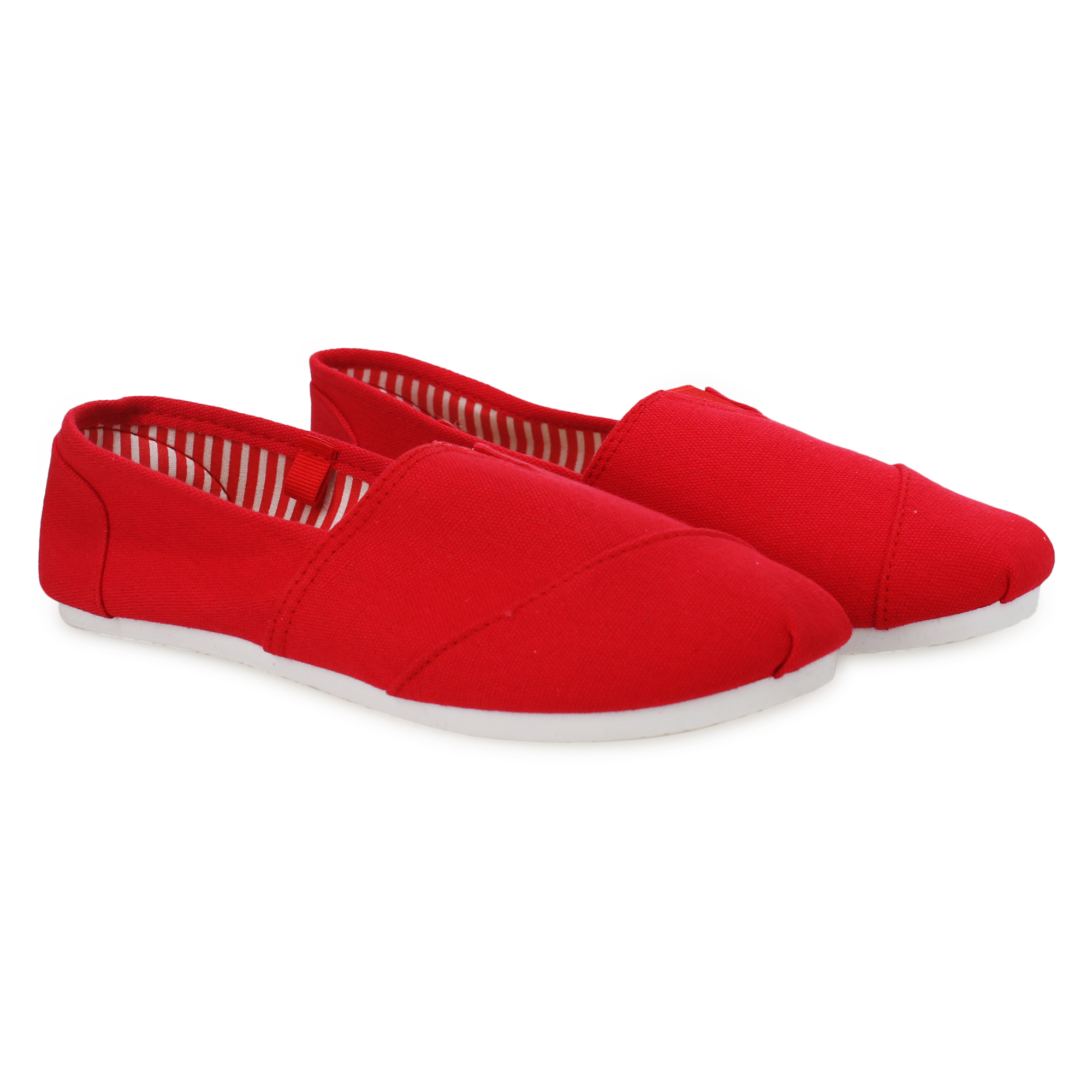 Ladies Canvas Slip-On Shoes Red Five Below
