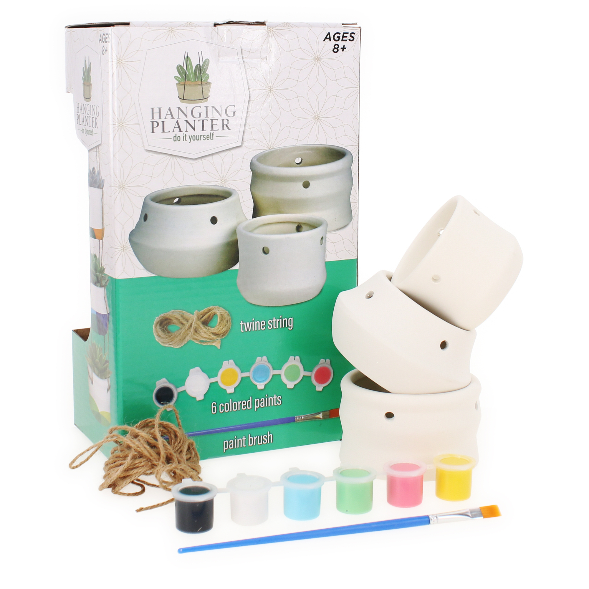 Paint Your Own Hanging Planter Kit W/ 3 Mini Pots