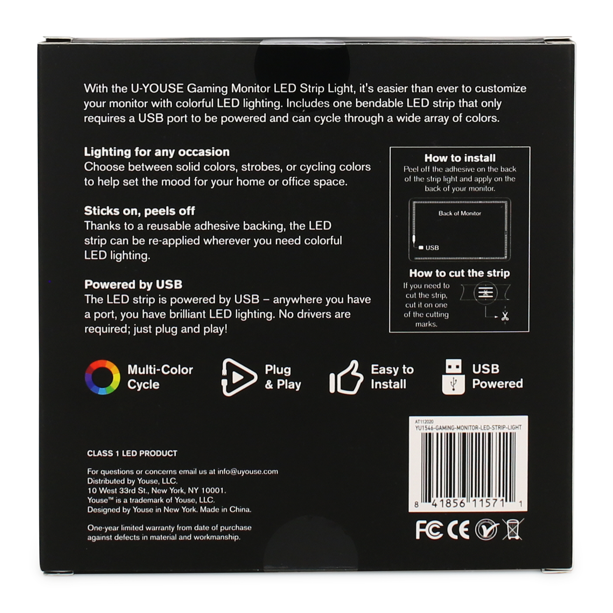 Gaming Monitor Led Light Strip W/ Remote Control 39.5in