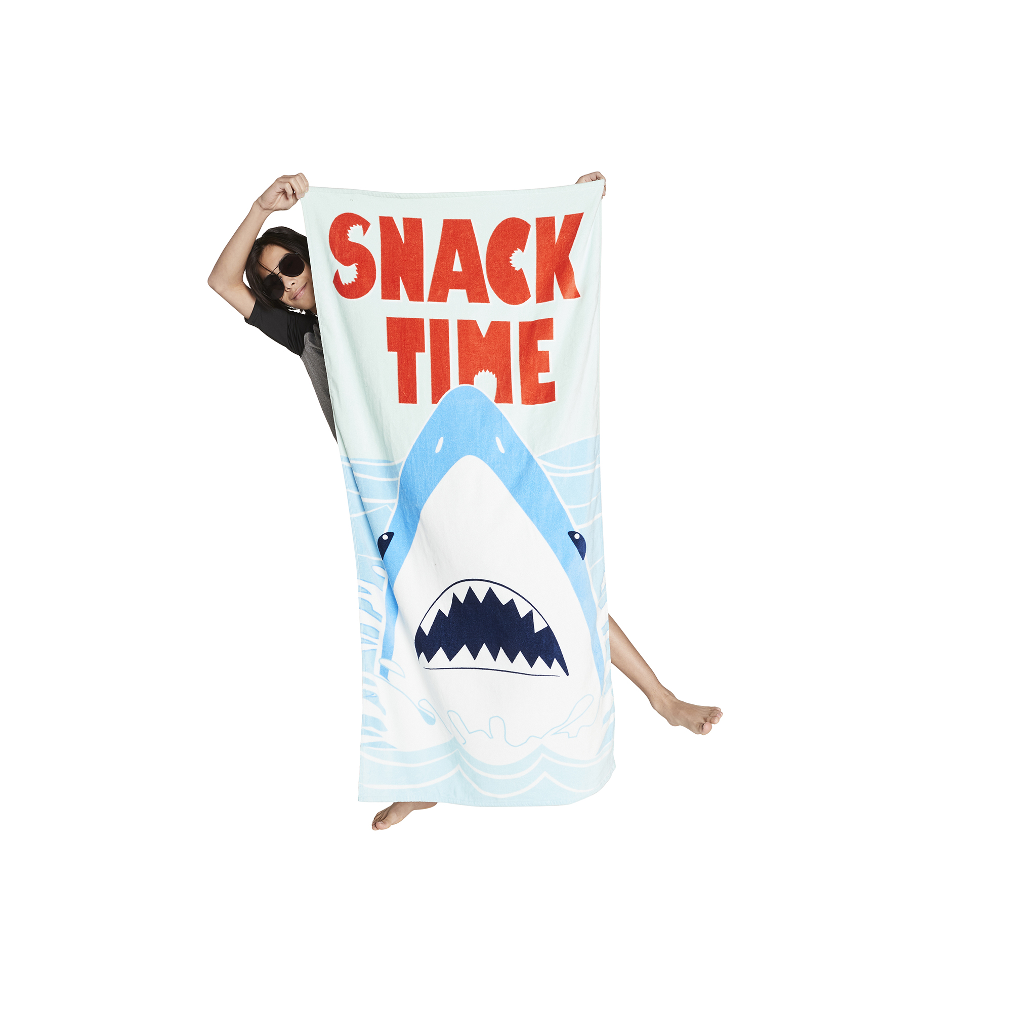 'snack time' shark beach towel 30in x 60in