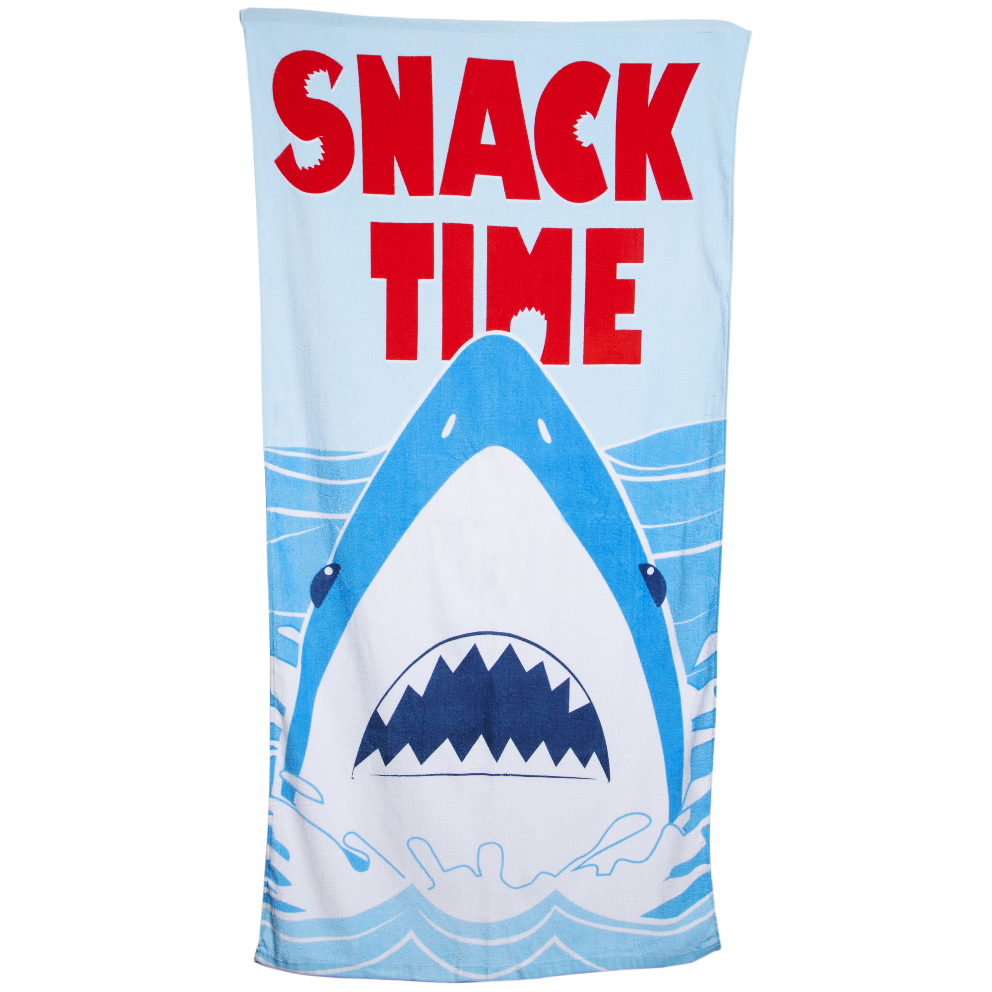 'snack time' shark beach towel 30in x 60in
