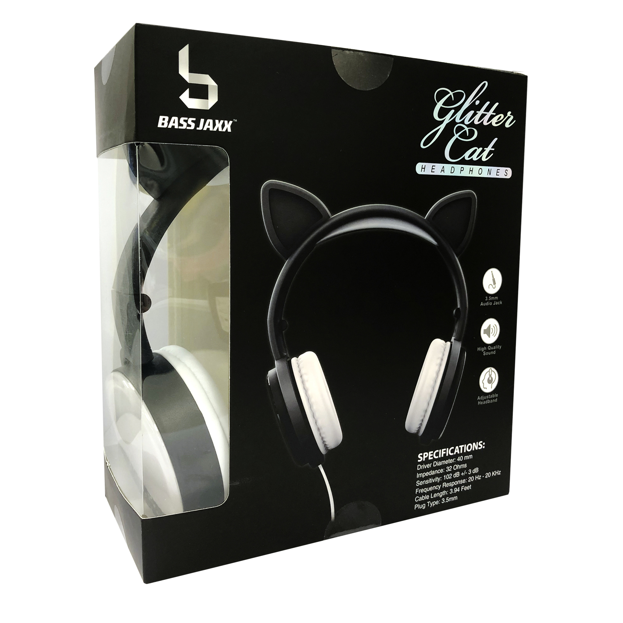 Glitter Cat Aux-in Headphones W/ Liquid & Mic