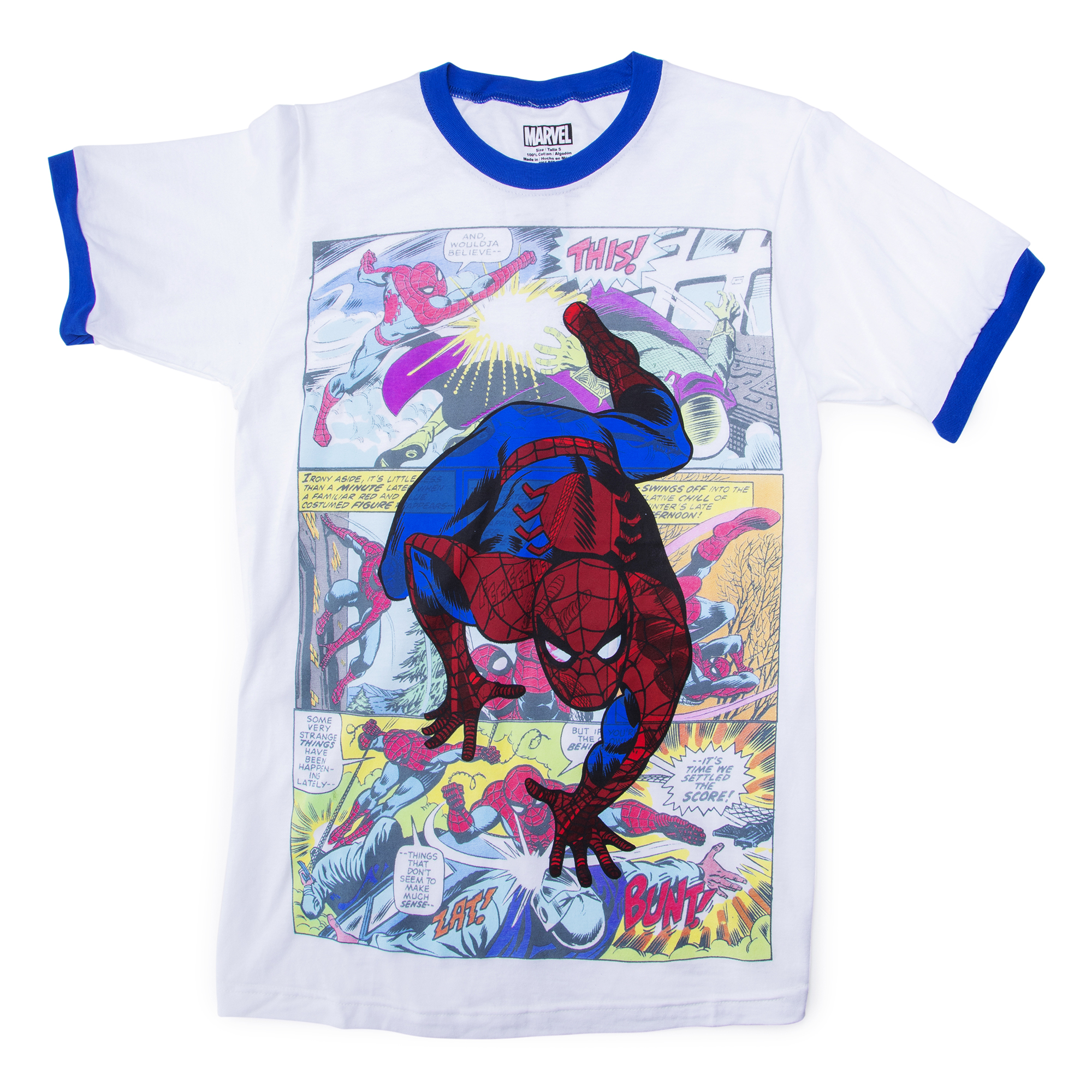 spider-man™ comic book graphic ringer tee - blue trim