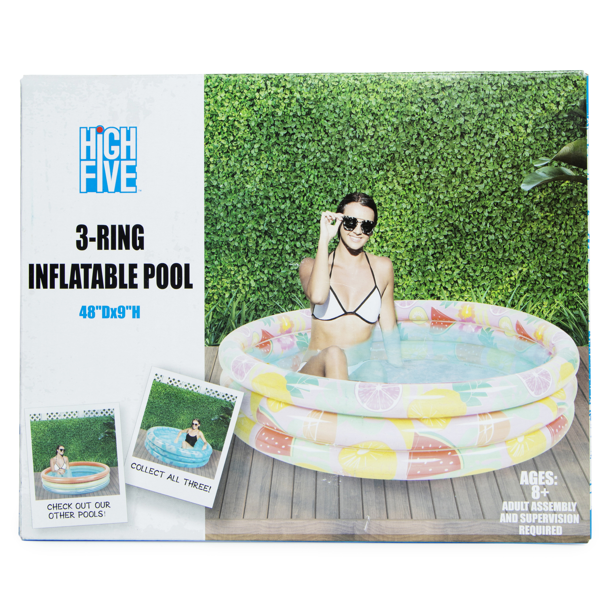 3-Ring inflatable Pool W/ Prints 48in Five Below