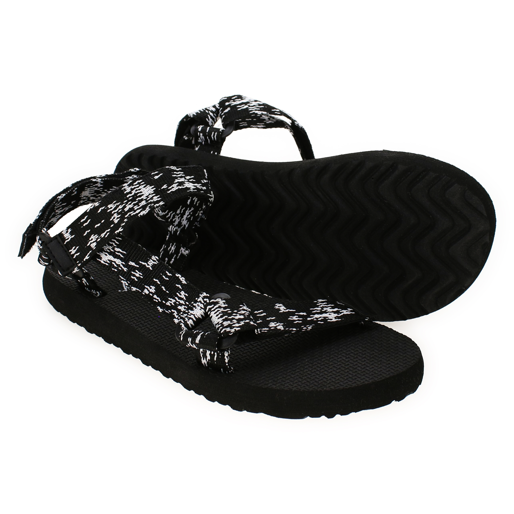Ladies River Shoe Active Sandals - Black & White Straps