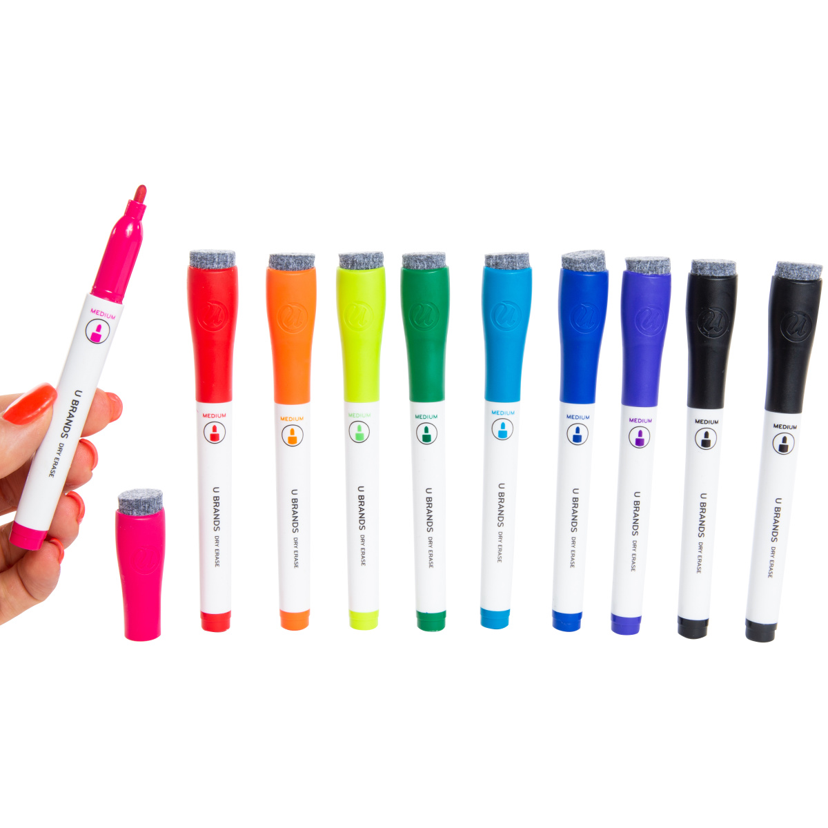 Beautifultracy 5 Pack White Dry Erase Markers With Magnetic Eraser Caps - For Blackboards & Fridges - View #3