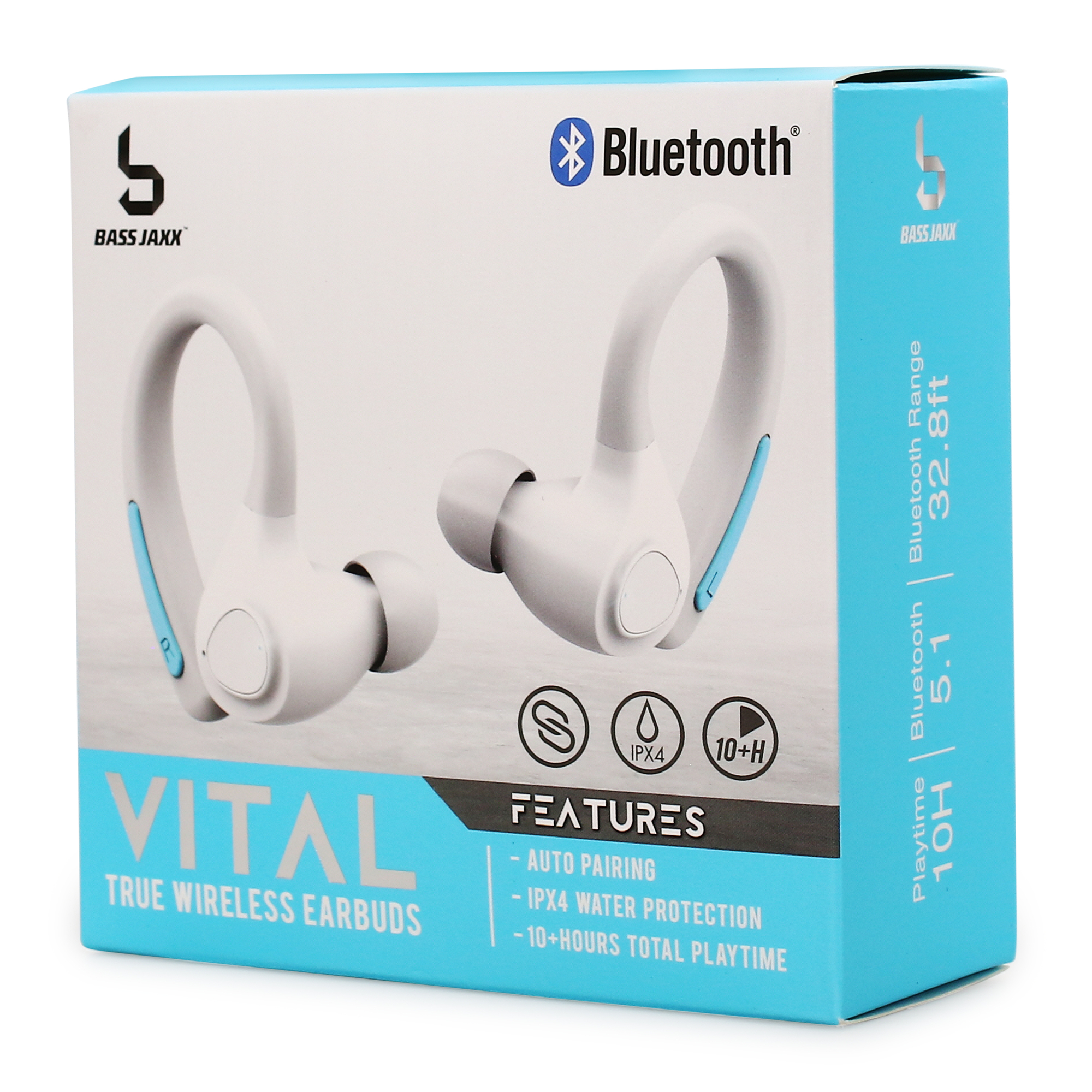 sport hook bluetooth® earbuds with microphone, 10hr play time