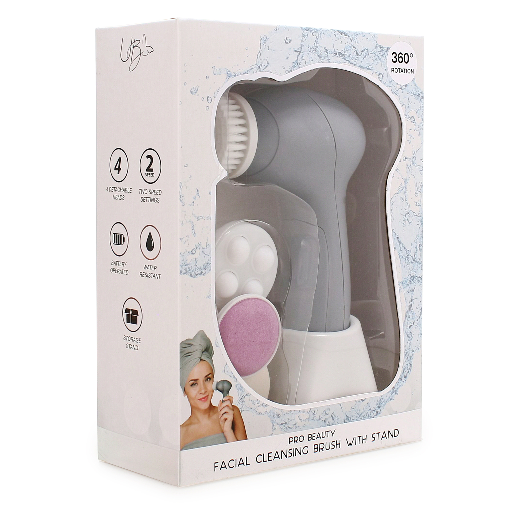 Electric Facial Cleansing Brush With 4 Heads