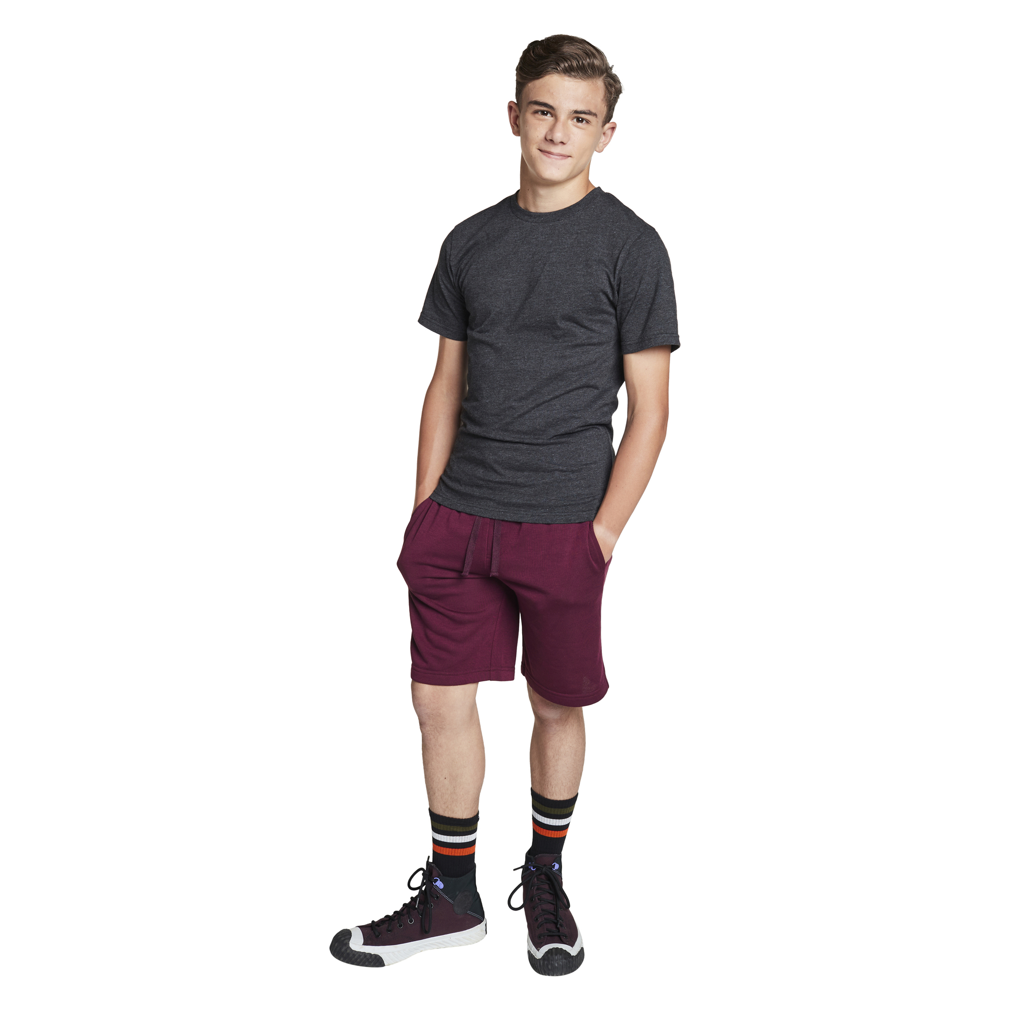 Young Men's French Terry Shorts - Burgundy