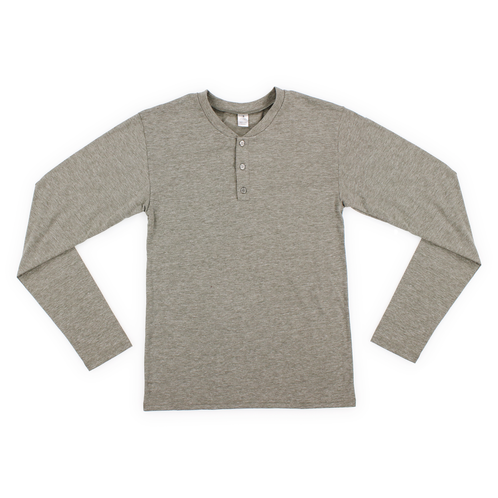 Young Men's Long Sleeve Henley Tee - Olive Green