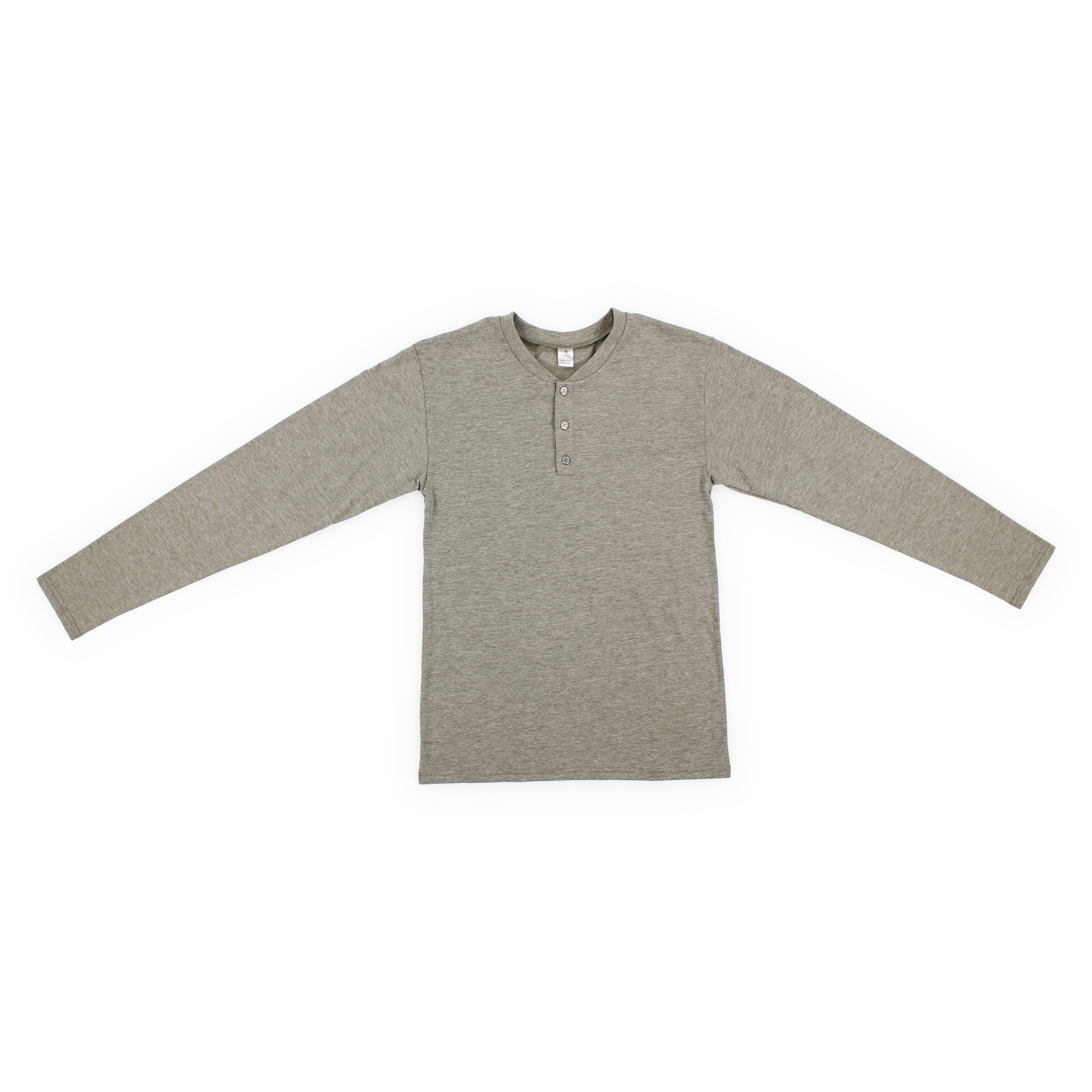 Young Men's Long Sleeve Henley Tee - Olive Green