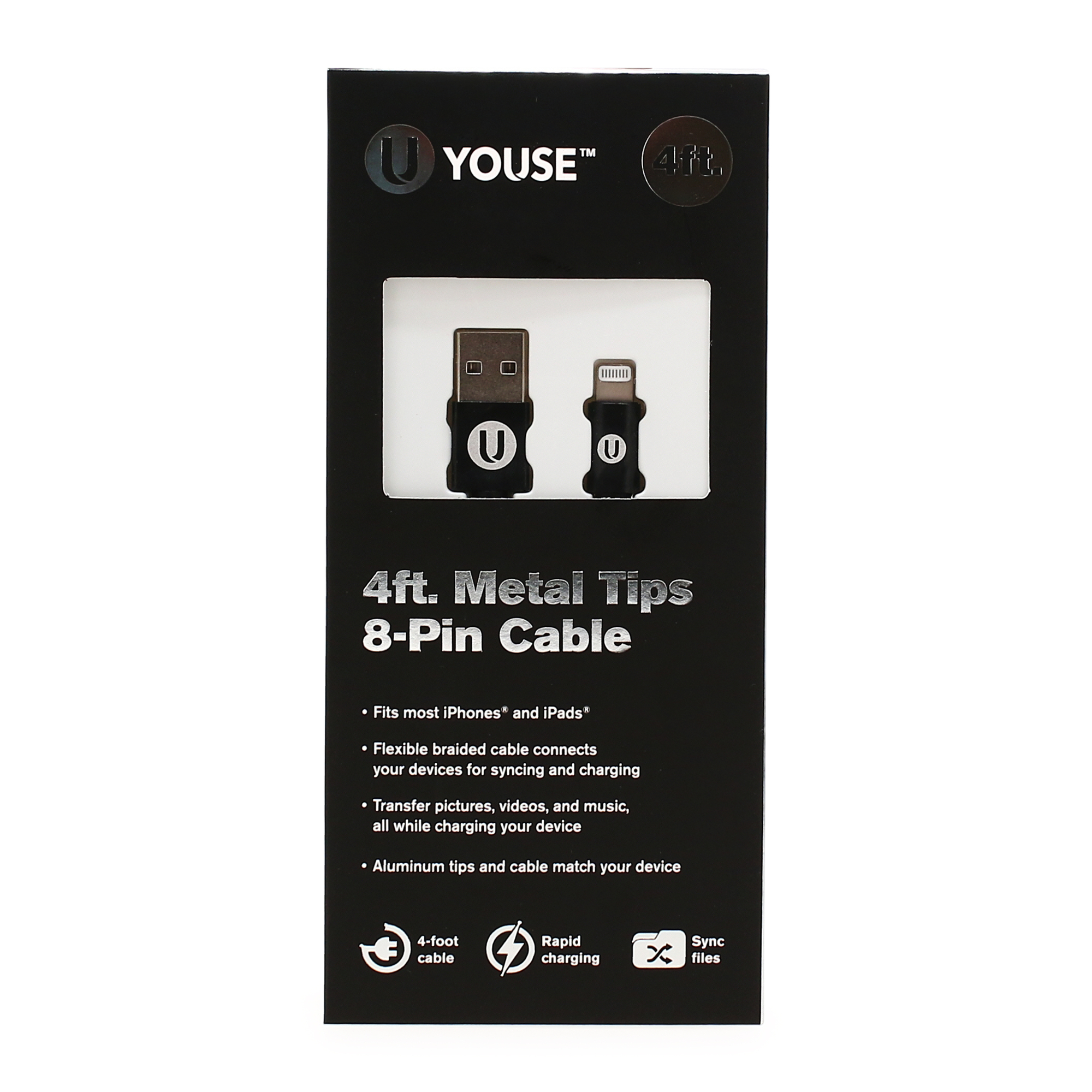 4ft 8-Pin Charging Cable For iPhone® & iPad®