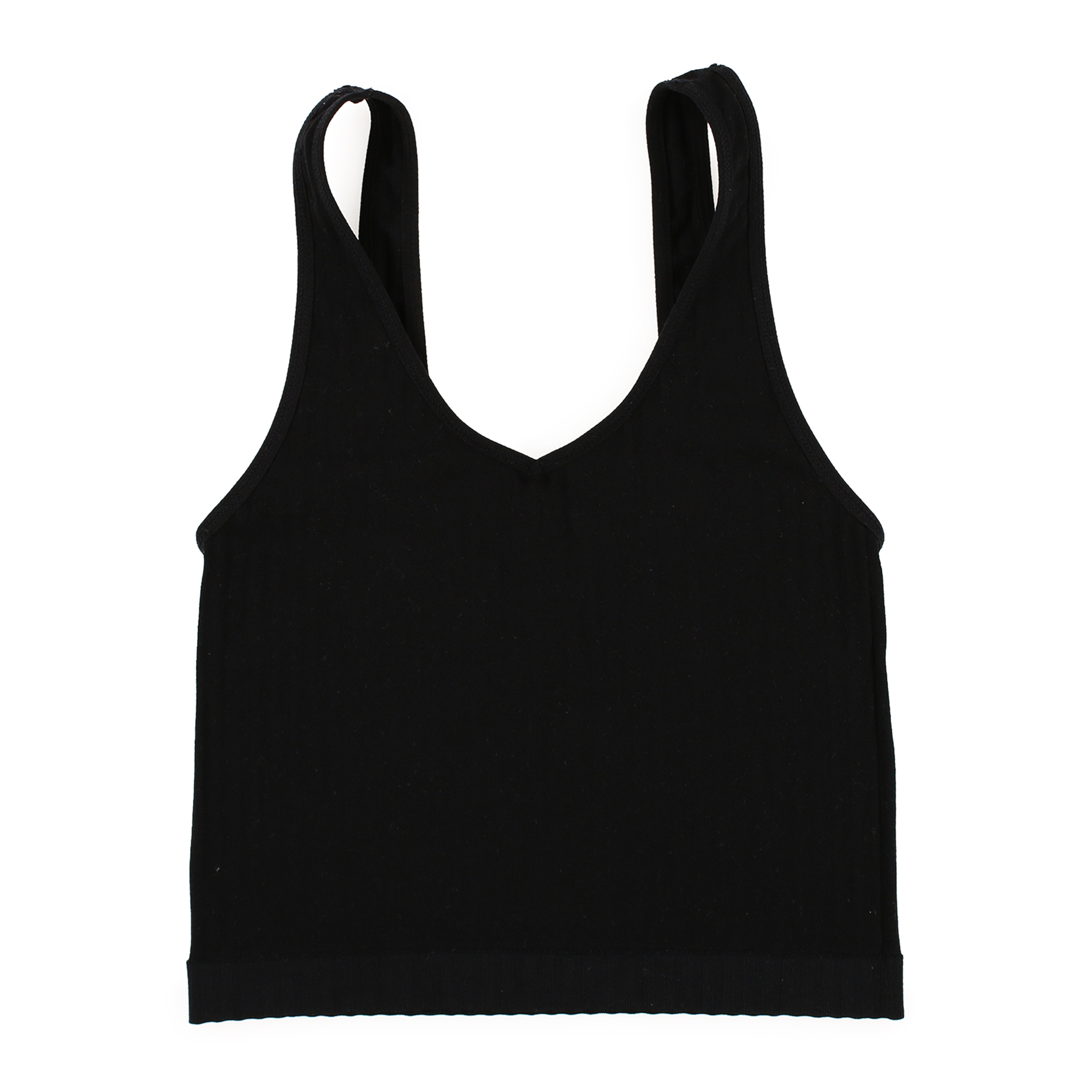 juniors seamless v-neck tank top - black