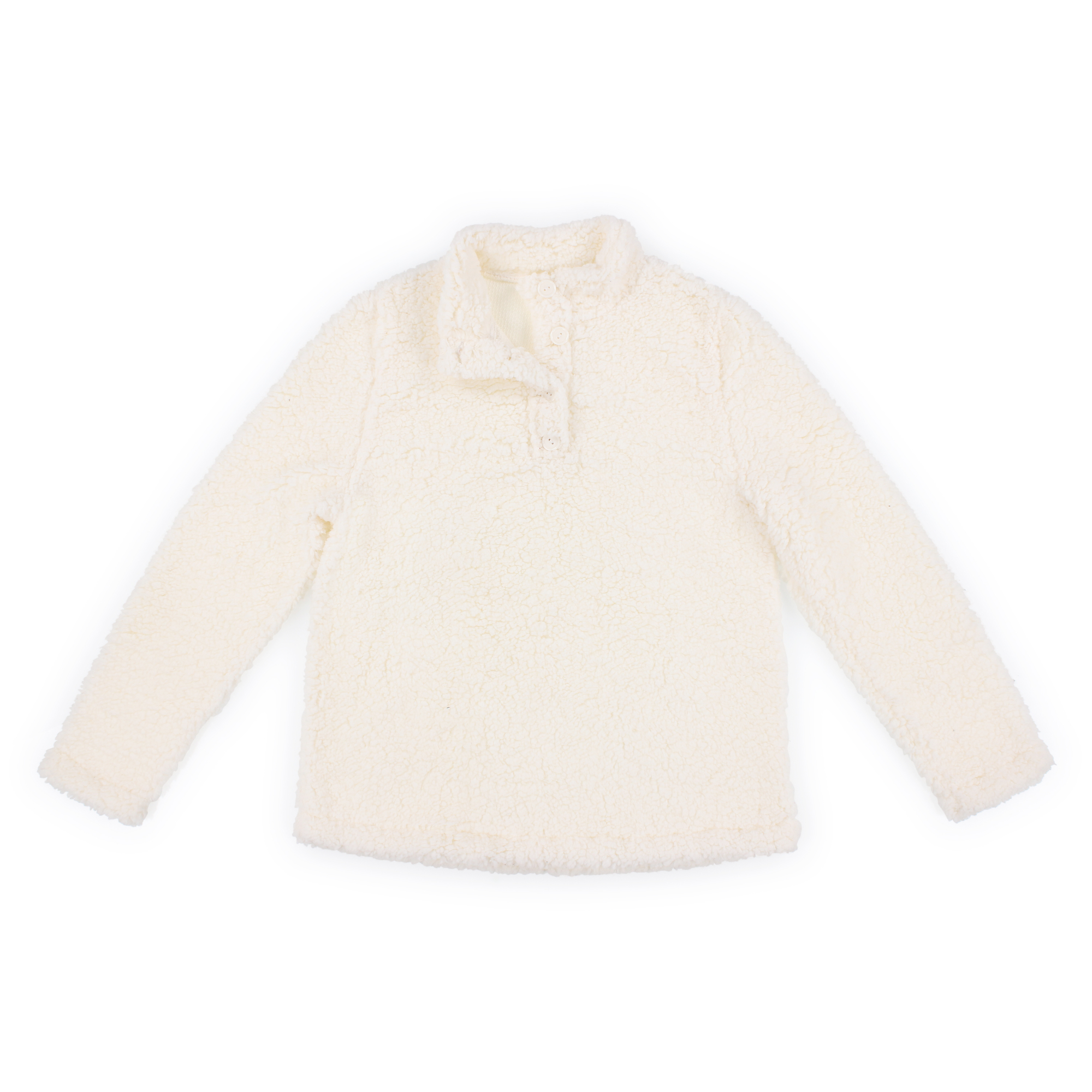 Juniors Fuzzy Sherpa Fleece Pullover Top - White