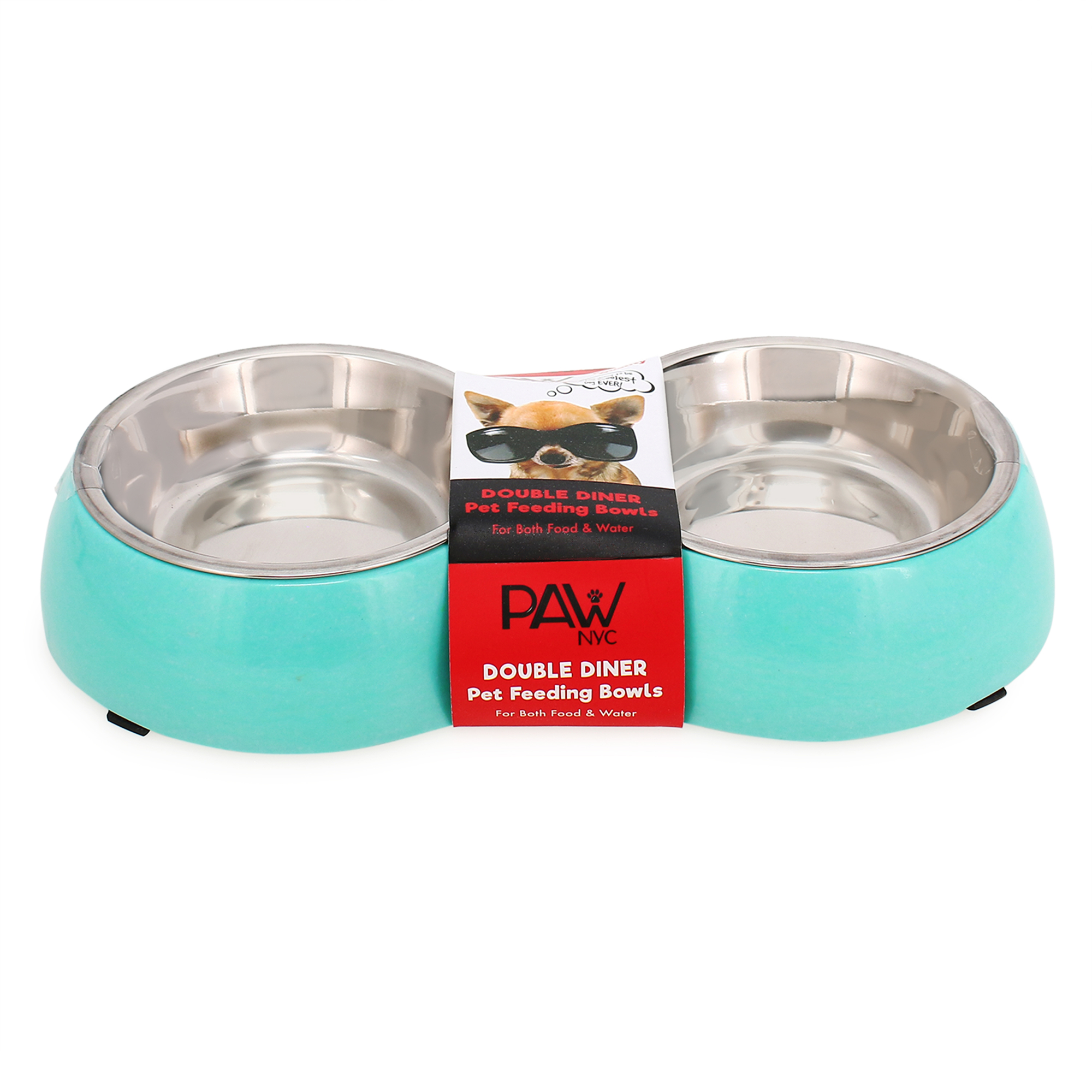 double diner pet food & water bowl combo