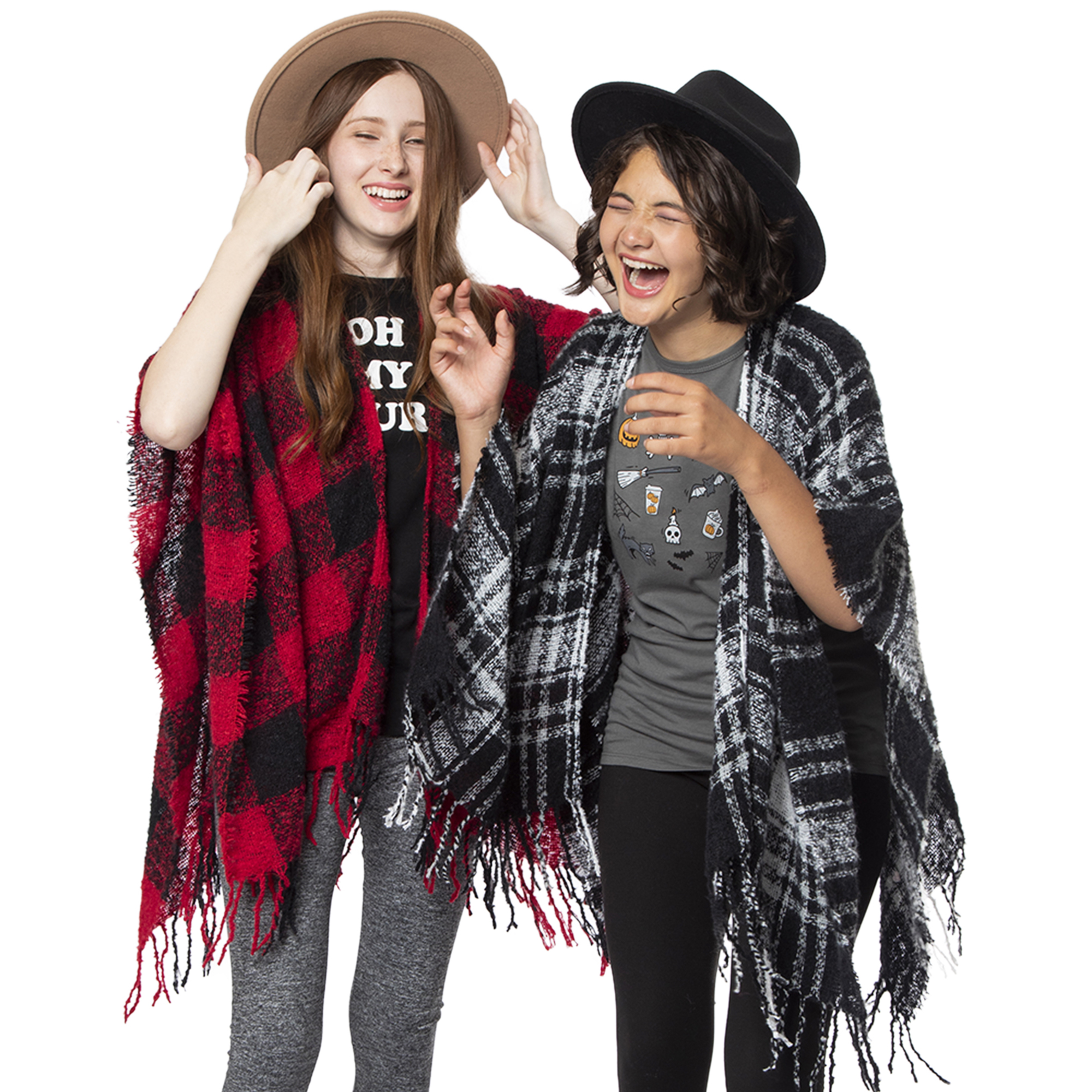 plaid woven ruana wrap