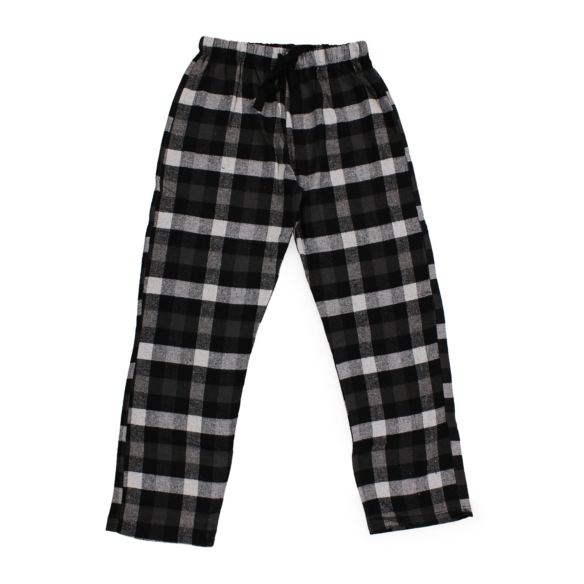 young men's black & white buffalo plaid flannel lounge pants