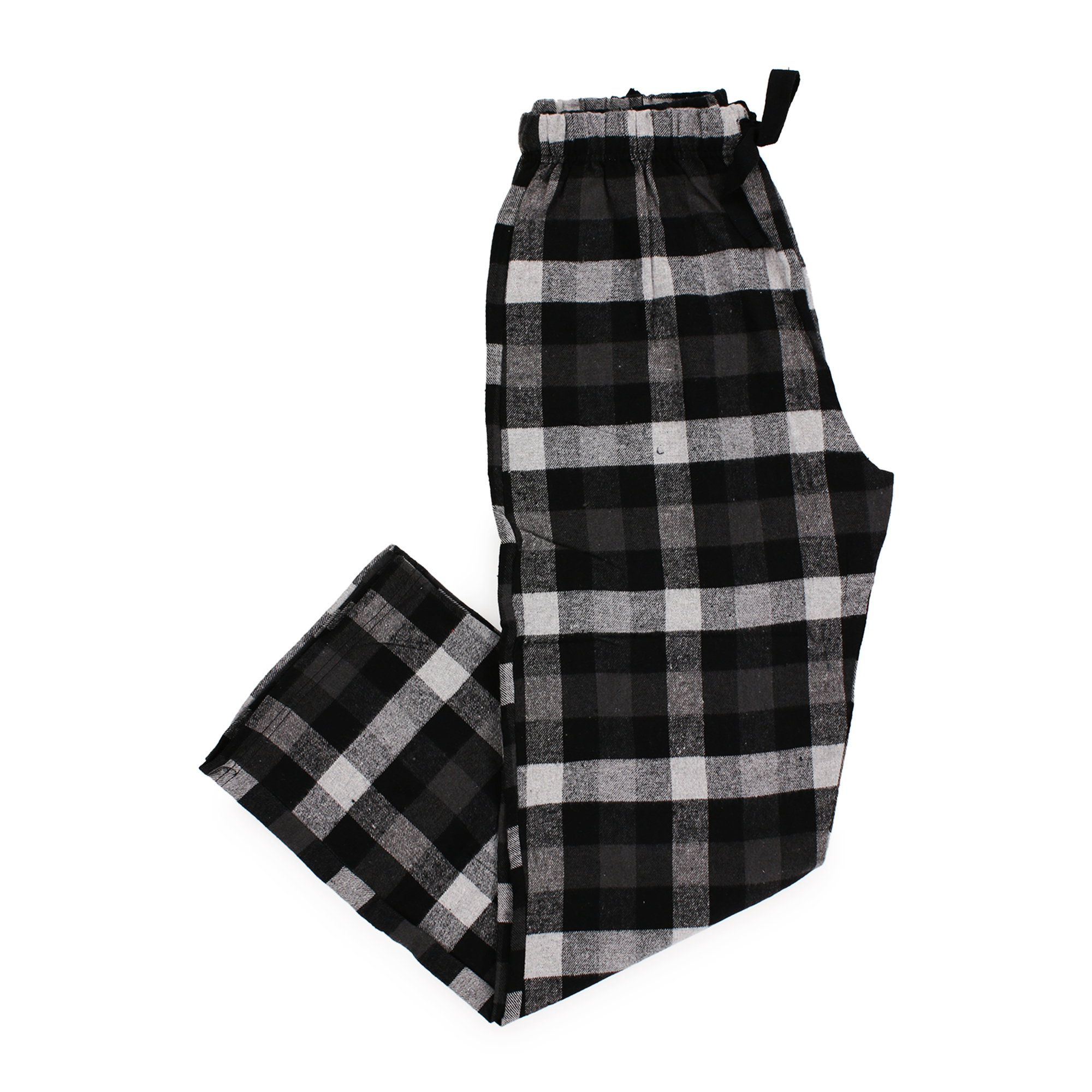 young men's black & white buffalo plaid flannel lounge pants