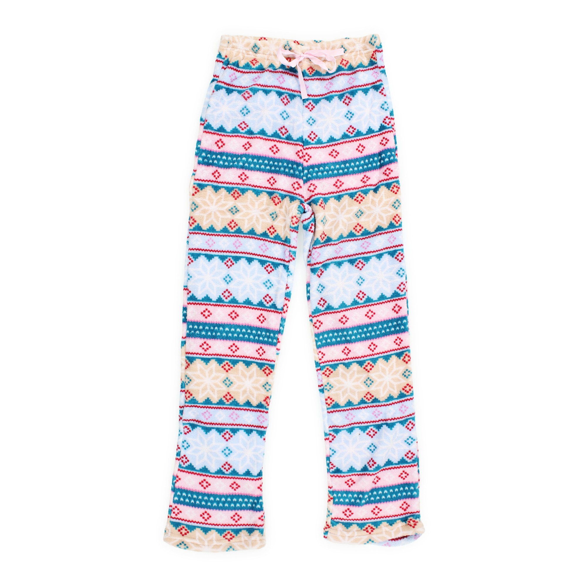 juniors pink fair isle plush lounge pants