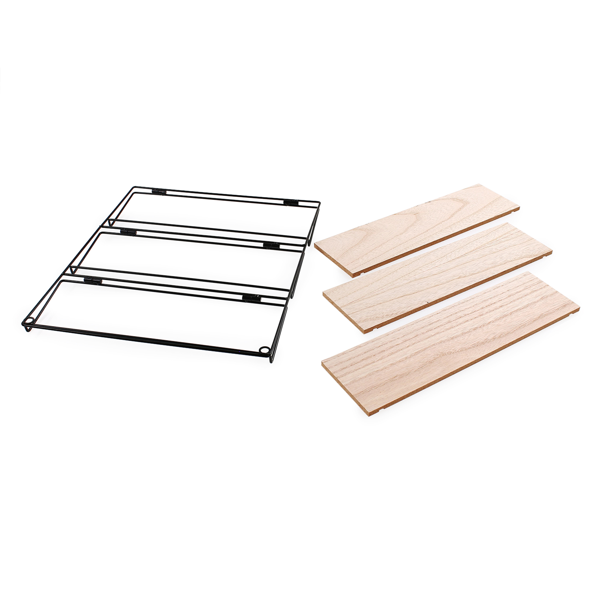 3-tier square wood & metal wall shelf 16in x 16in