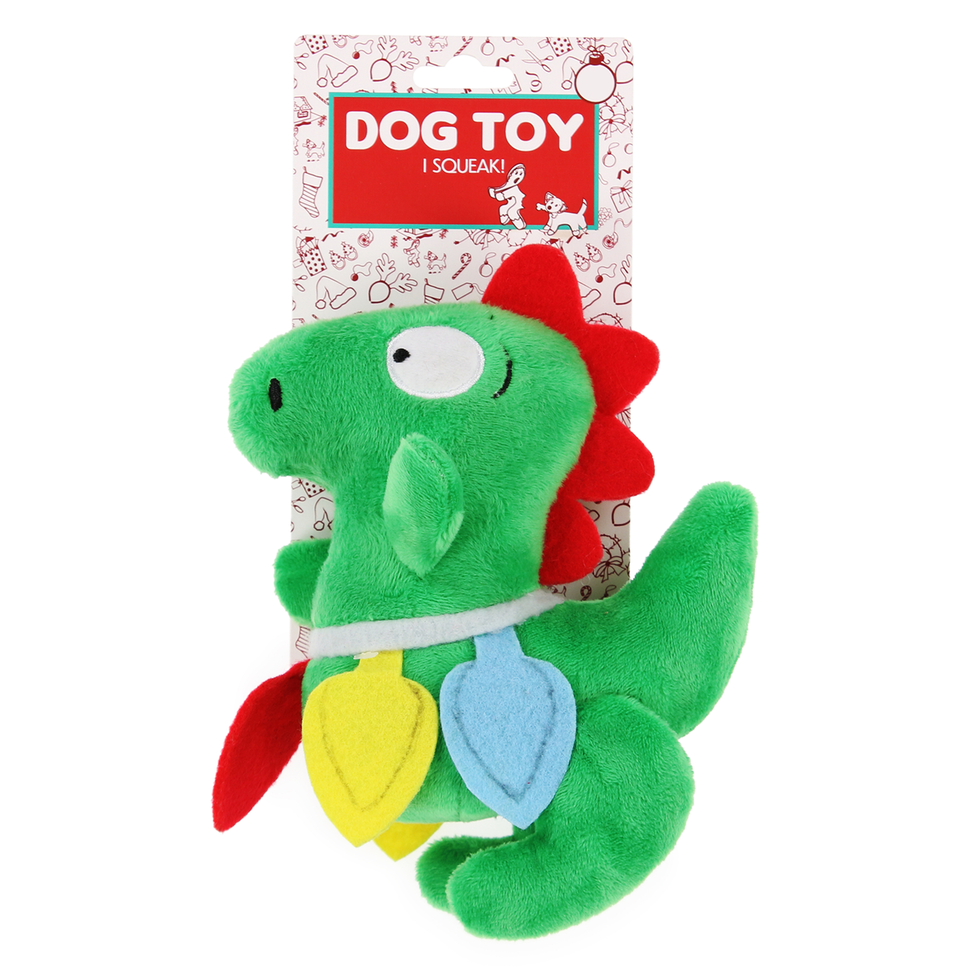 holiday squeaky plush dog toy